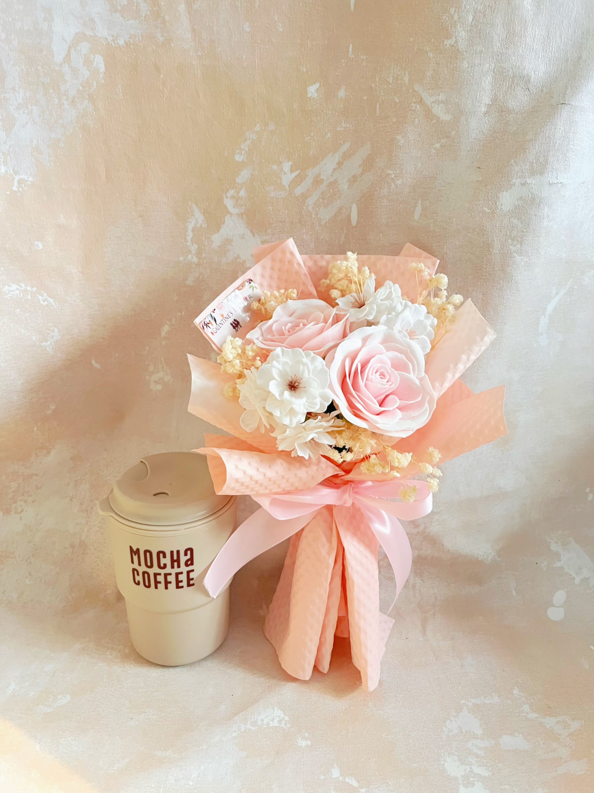 美少女的畢業花花束 + 玫瑰花｜香梘花生日花束 中學 小學 幼稚園