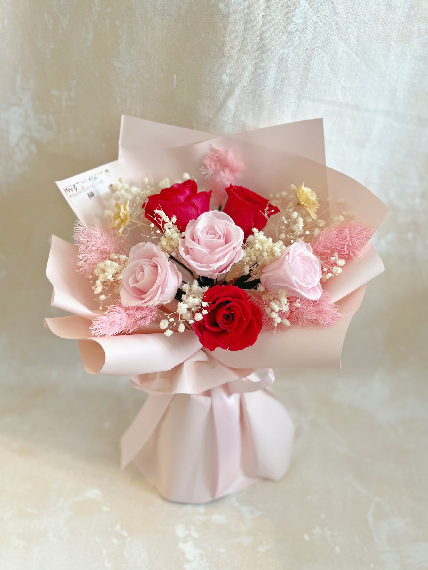 （有現貨）甜蜜七夕 粉紅色 紅色6 枝保鮮玫瑰花束｜保鮮花 永生花 生日花束