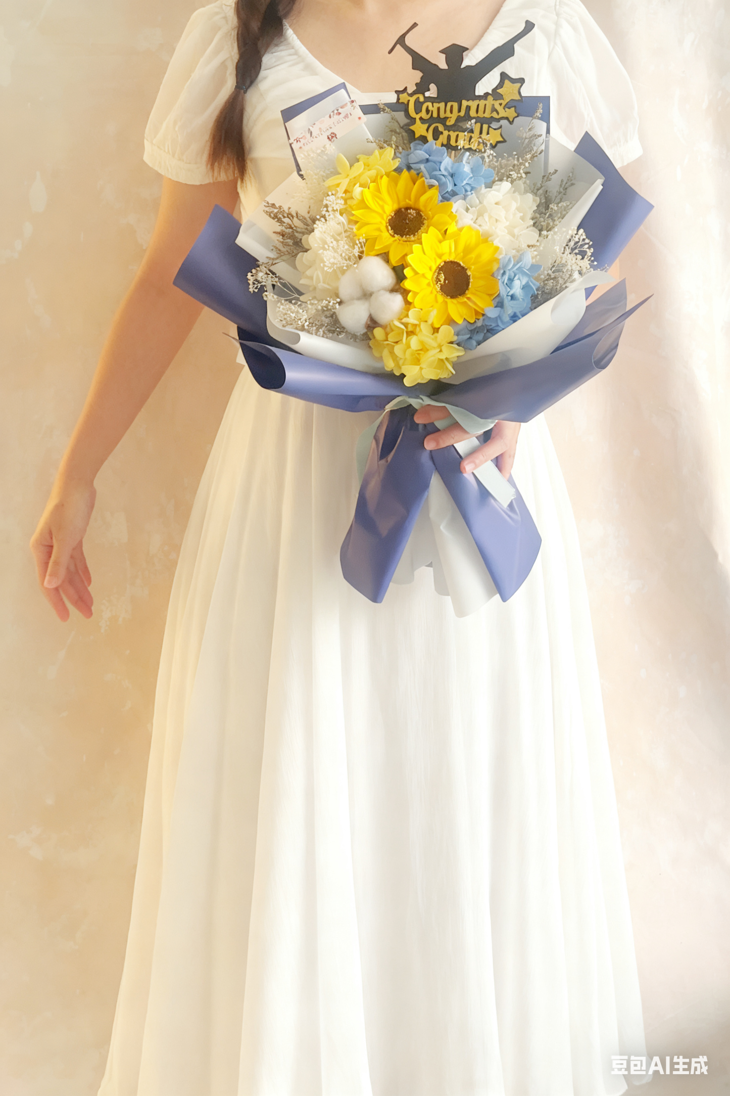 2 枝 最暢銷畢業花束精選 2枝太陽花花束｜香梘花　生日花束  中學 小學 幼稚園