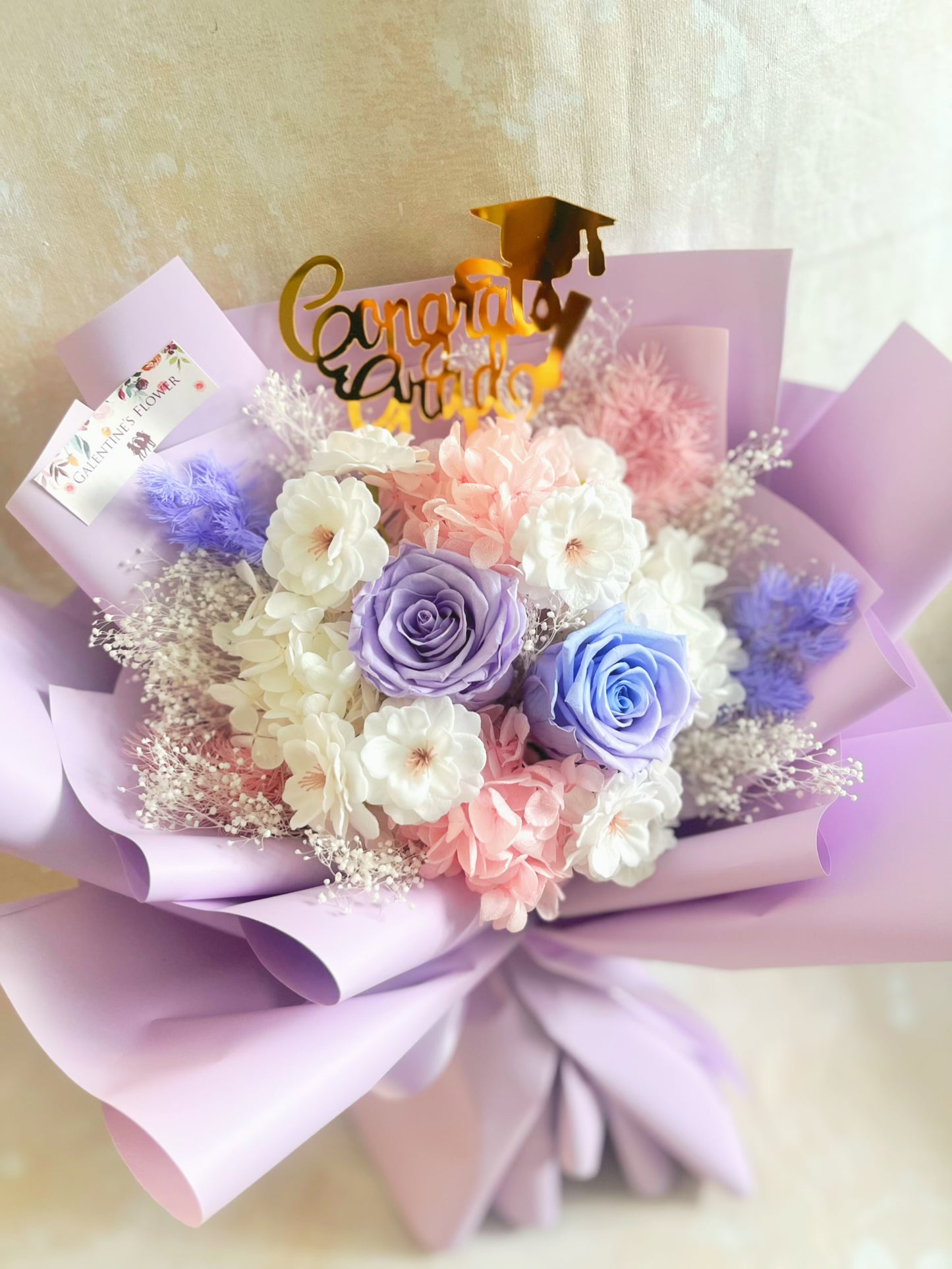 兩心相愛2枝紫色保鮮玫瑰花束｜保鮮花 永生花 生日花束