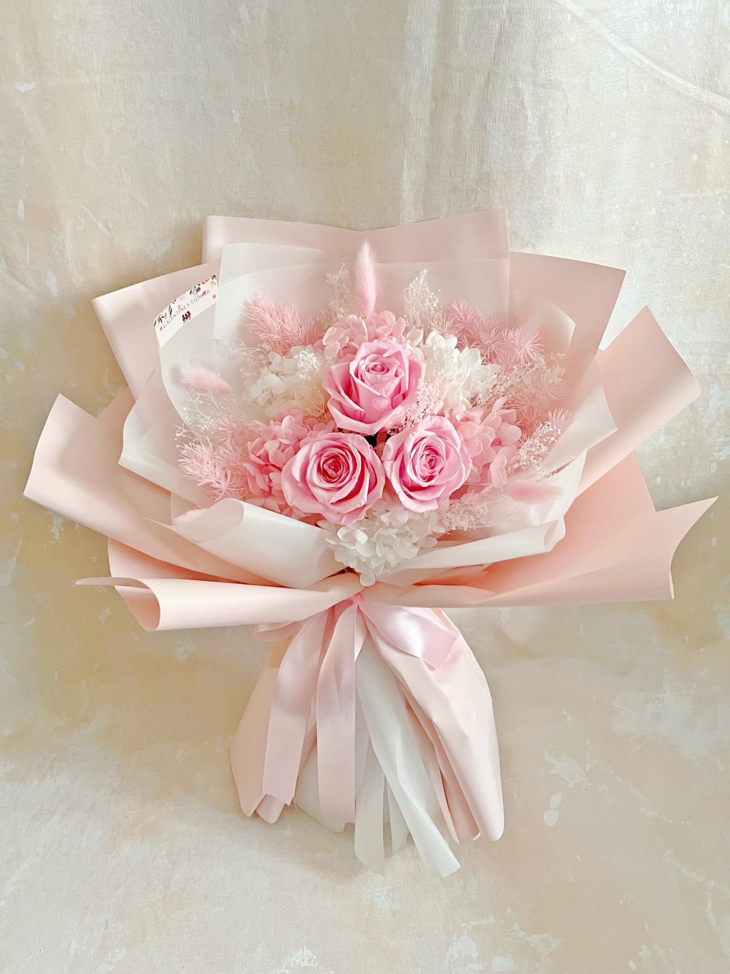 3 枝玫瑰浪漫約會－粉紅色保鮮玫瑰花束｜保鮮花 永生花 畢業花束 生日花束