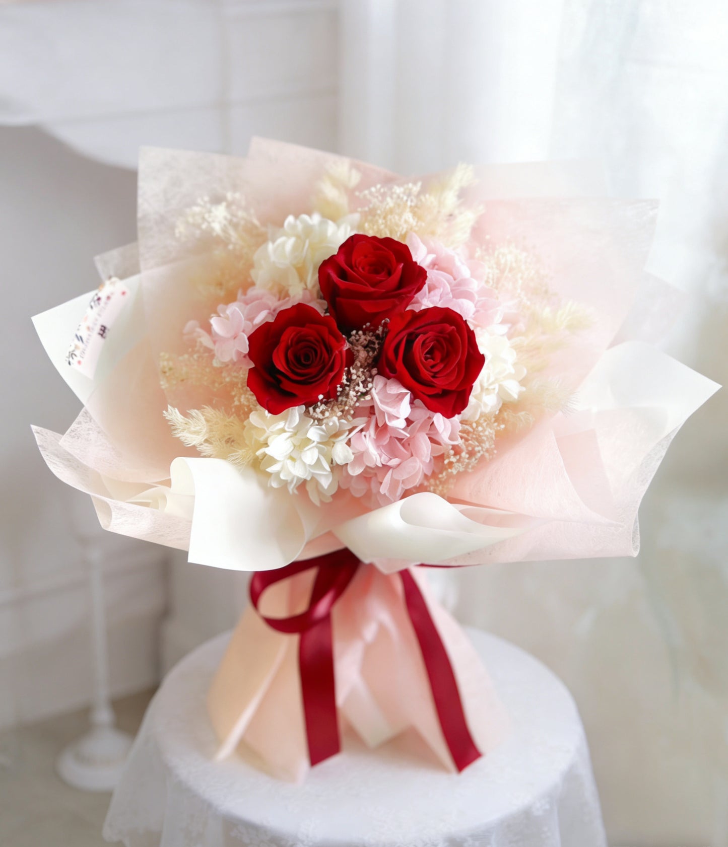 (情人節預訂) 熱戀中3 枝紅色保鮮玫瑰花束｜保鮮花 永生花 畢業花束 生日花束 情人節花束