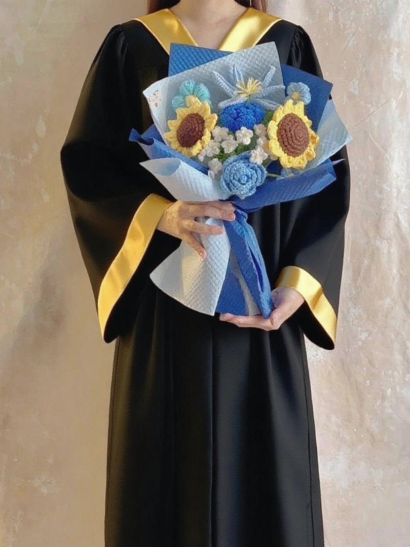 ）蔚籃心情 針織花束 太陽花 向日葵 畢業禮物 畢業花束 公仔花束 生日 中學 小學 幼稚園