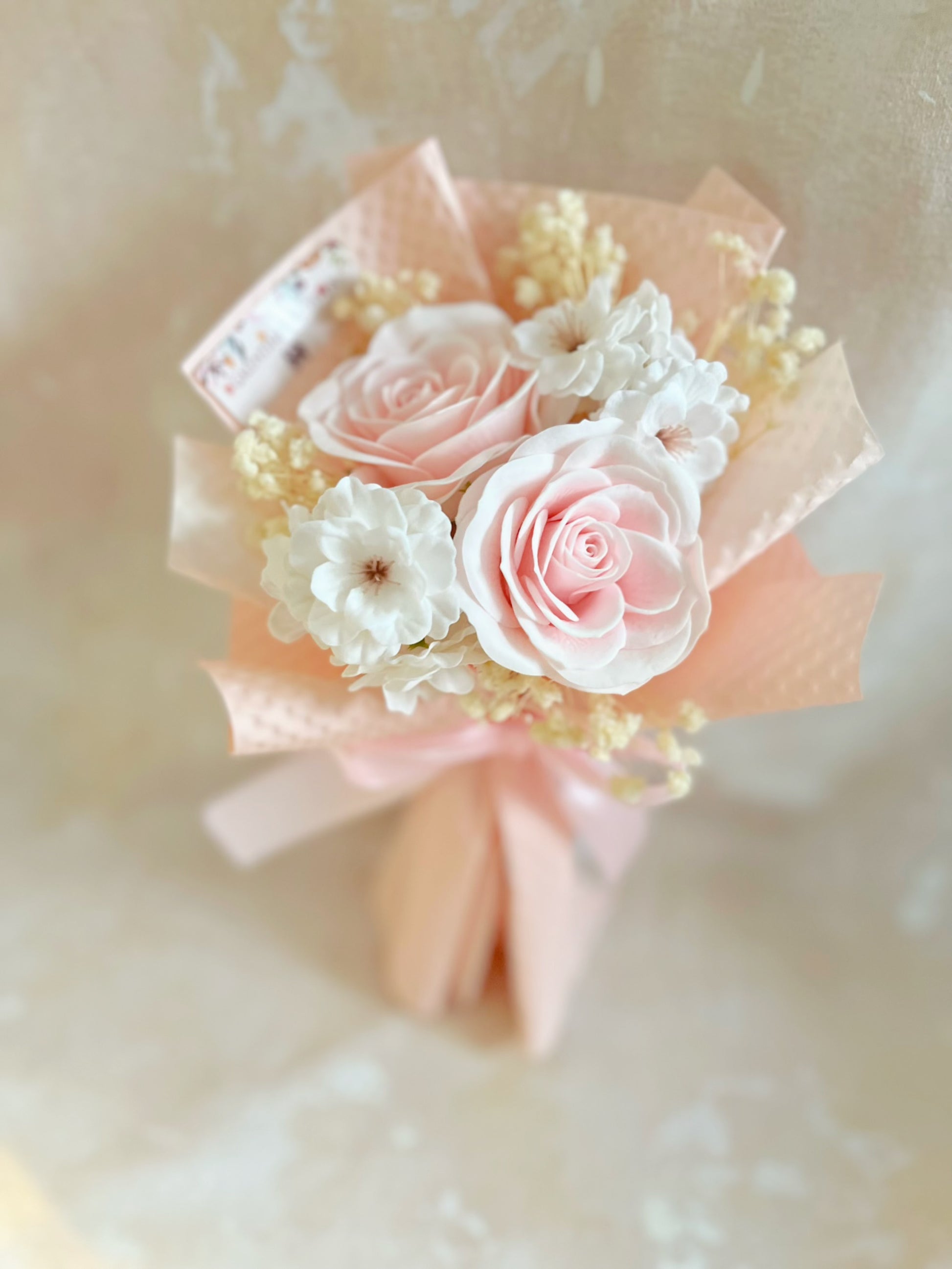 美少女的畢業花花束 + 玫瑰花｜香梘花生日花束 中學 小學 幼稚園