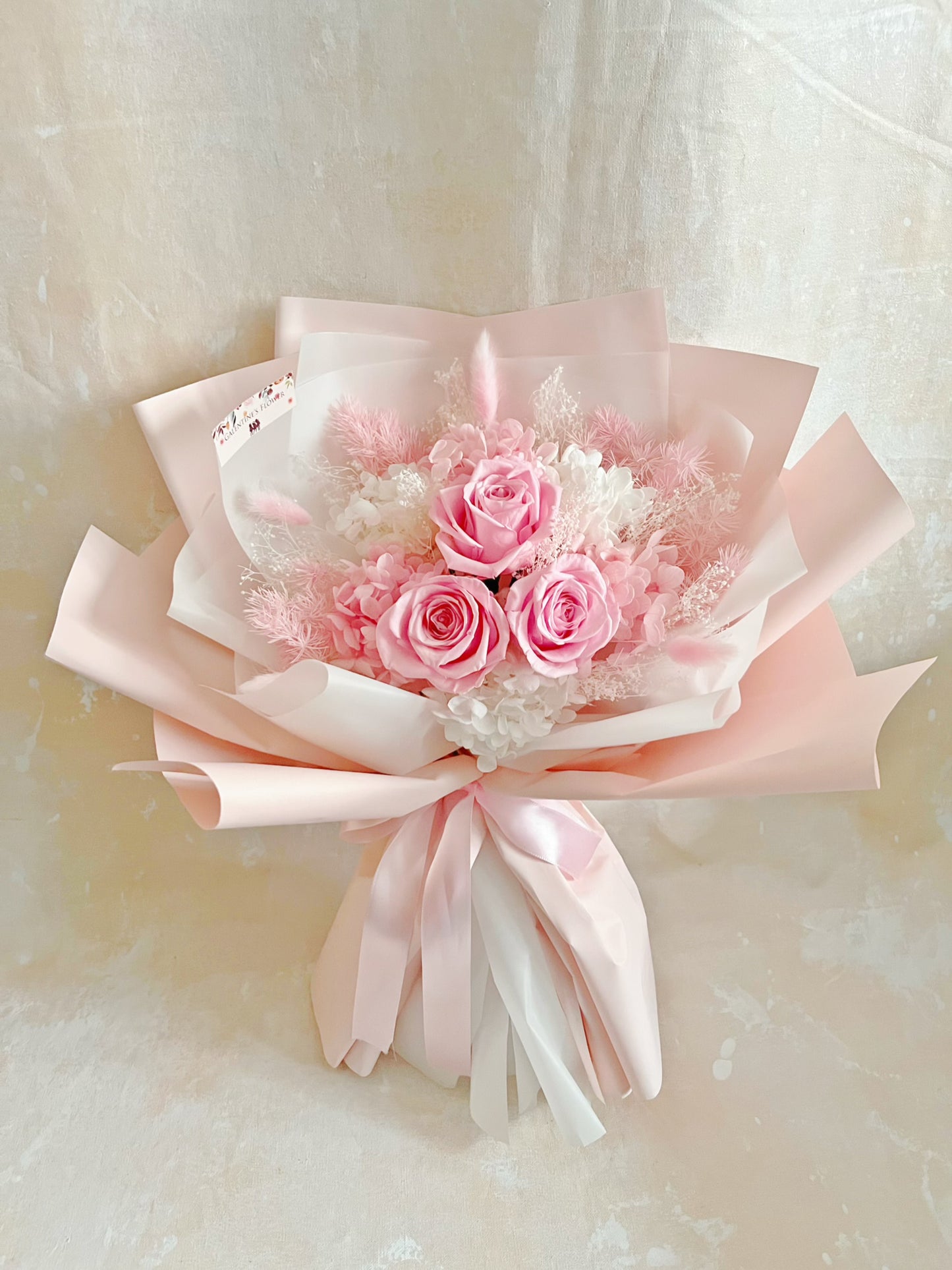 3 枝玫瑰浪漫約會－粉紅色保鮮玫瑰花束｜保鮮花 永生花 畢業花束 生日花束