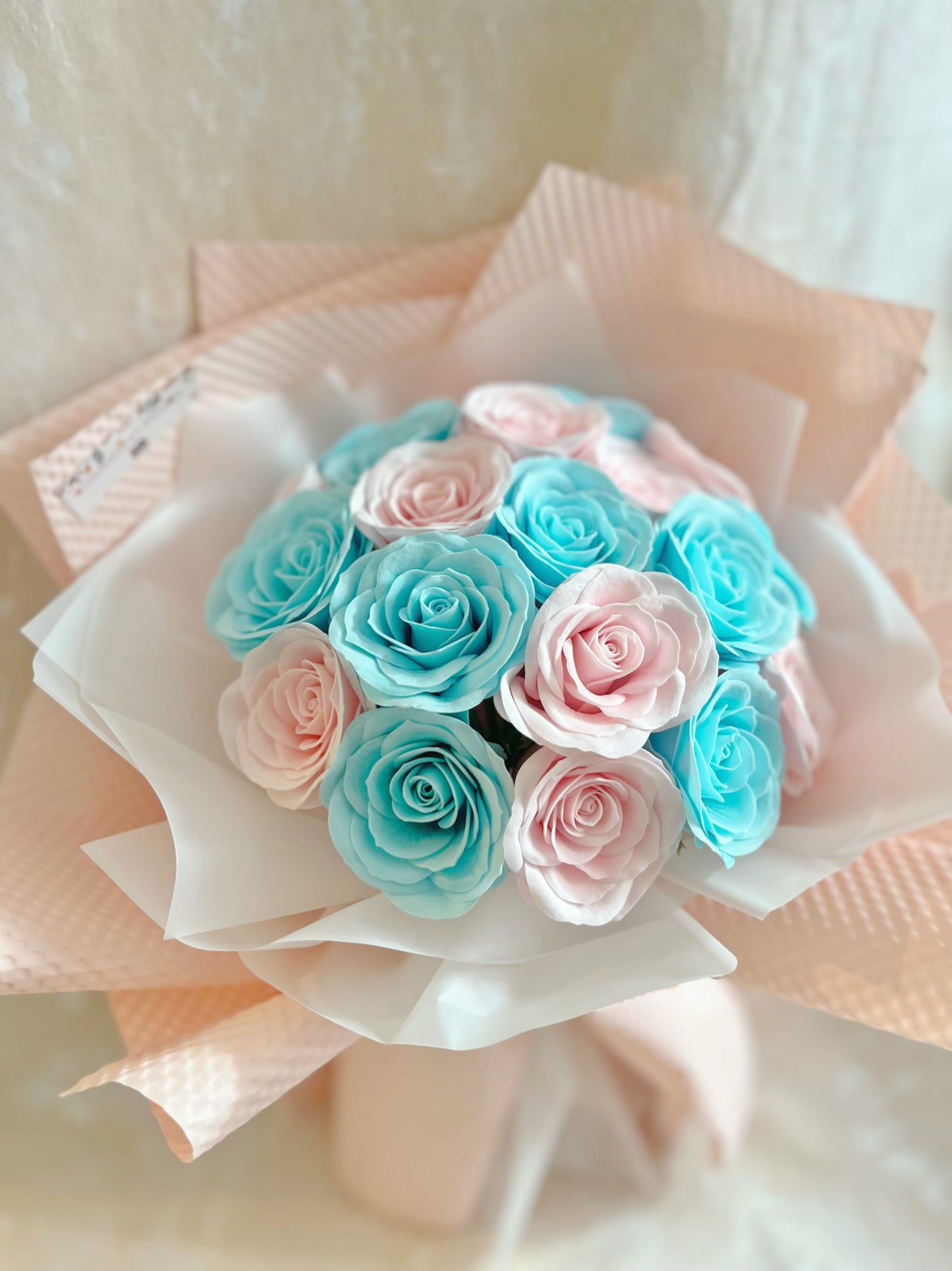 20 枝粉紅粉綠香梘玫瑰花束 ｜番梘花｜畢業花束 情人節花束 求婚 生日花束