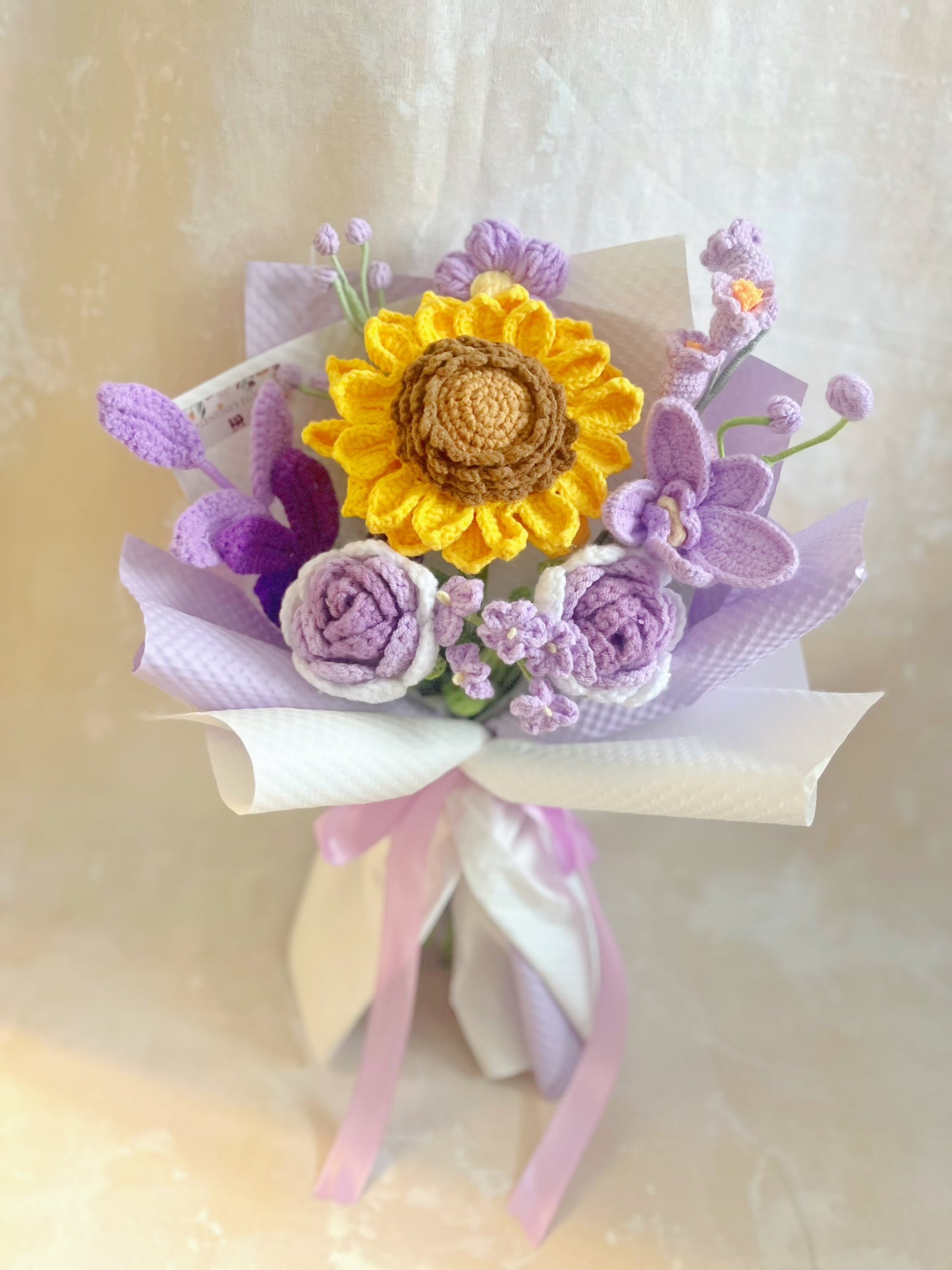 薰衣草陽光 針織花束 畢業禮禮物 畢業花束 公仔 生日花束 中學 小學 幼稚園