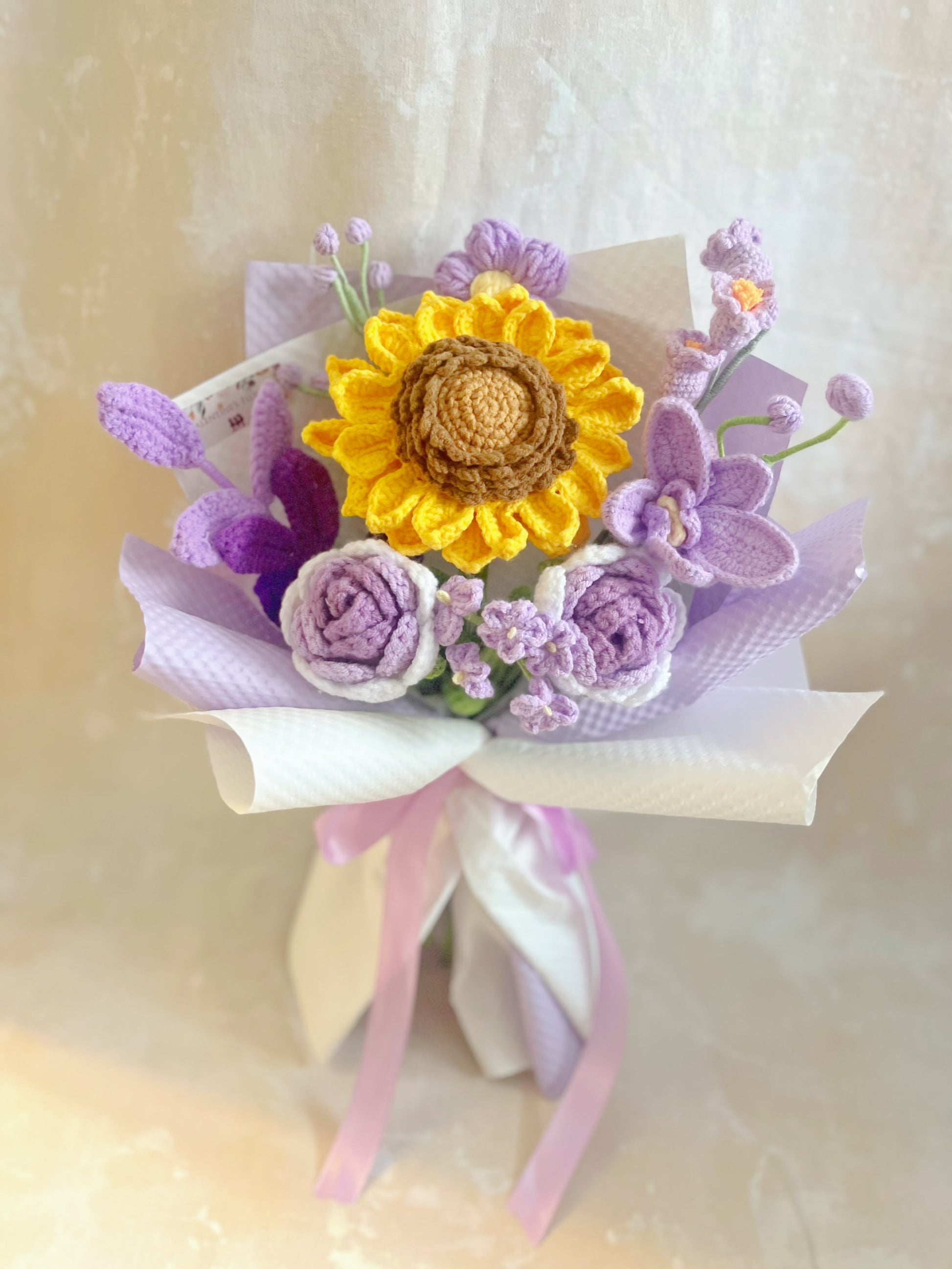 薰衣草陽光 針織花束 畢業禮禮物 畢業花束 公仔 生日花束 中學 小學 幼稚園