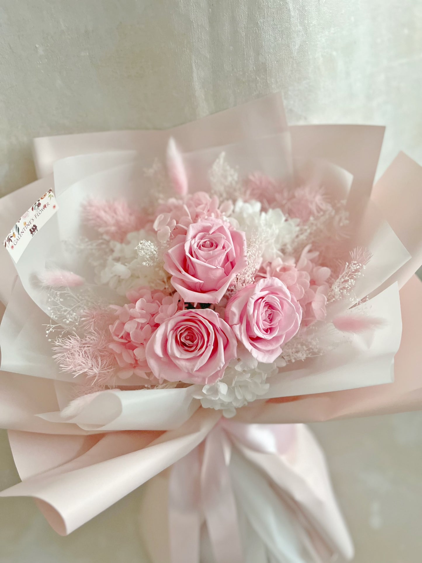 3 枝玫瑰浪漫約會－粉紅色保鮮玫瑰花束｜保鮮花 永生花 畢業花束 生日花束