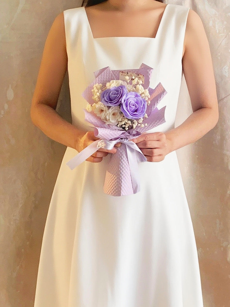 紫凝花意 畢業花花束 + 玫瑰花｜香梘花生日花束 中學 小學 幼稚園