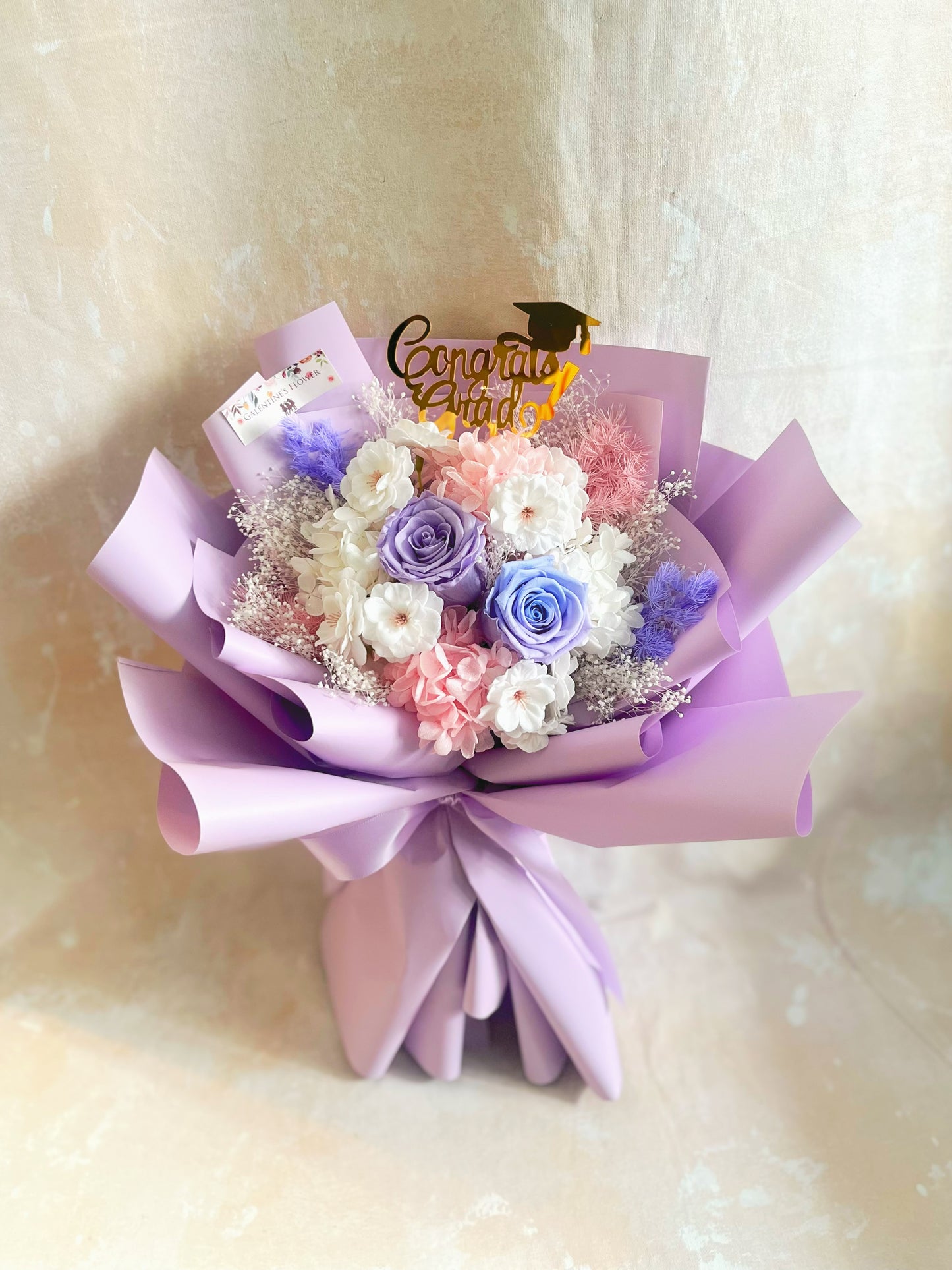 兩心相愛2枝紫色保鮮玫瑰花束｜保鮮花 永生花 生日花束