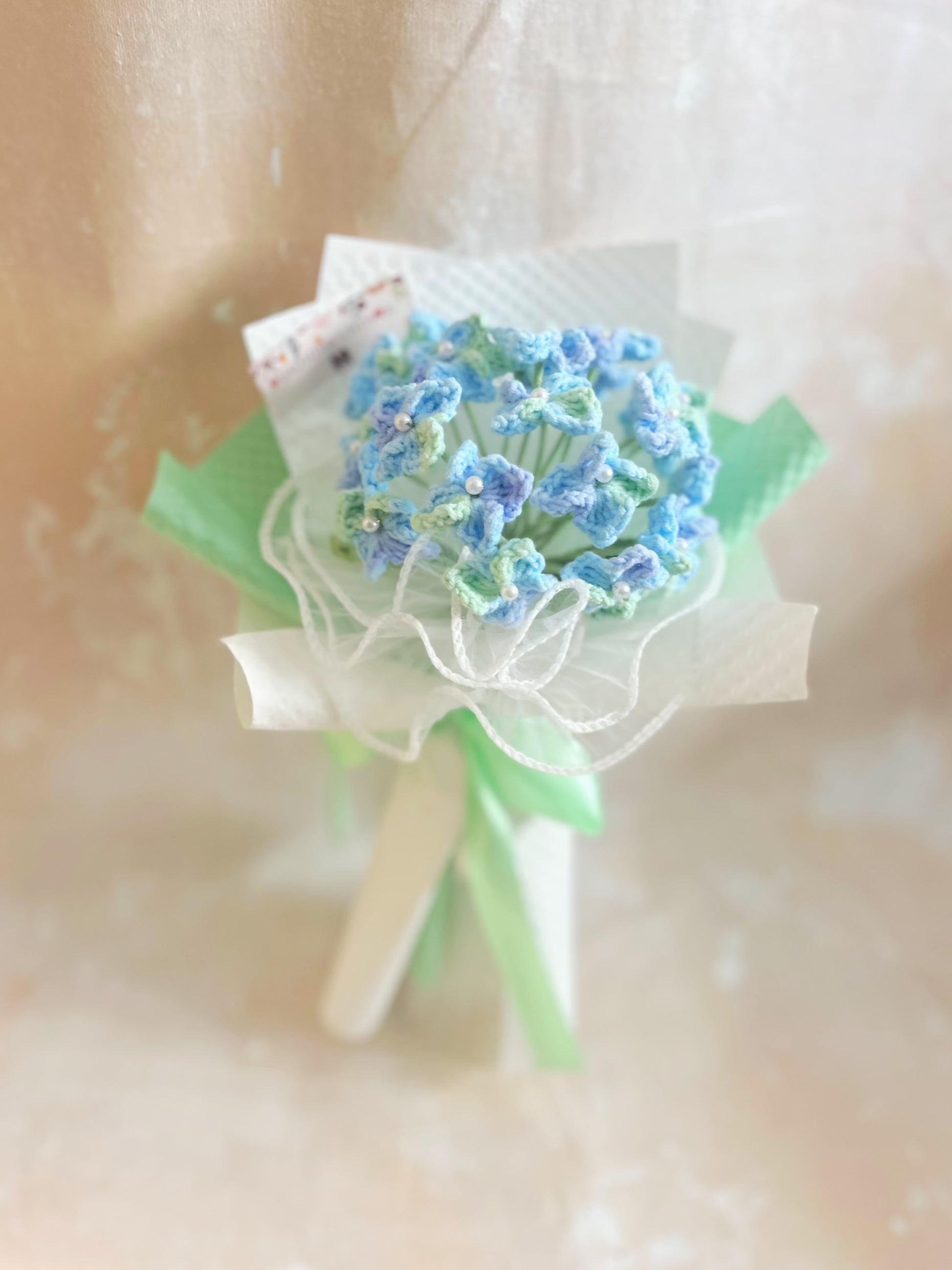 (有現貨）清新 日系繡球花針織小花束 畢業禮禮物 畢業花束精選 生日花束 中學 小學 幼稚園