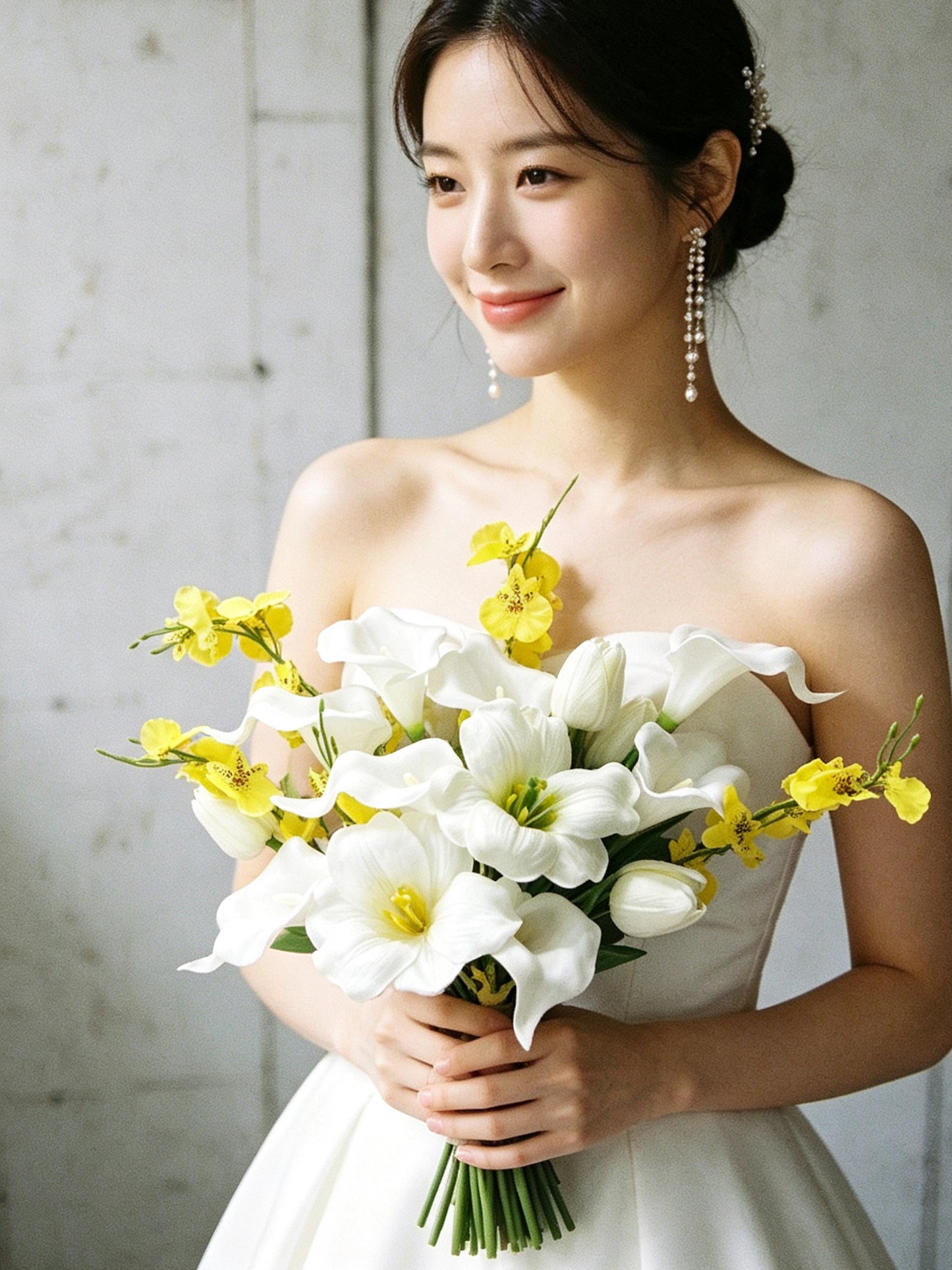 (一個月預訂）新娘花球-仿真花花球馬蹄蘭 絲花花球 pre wedding