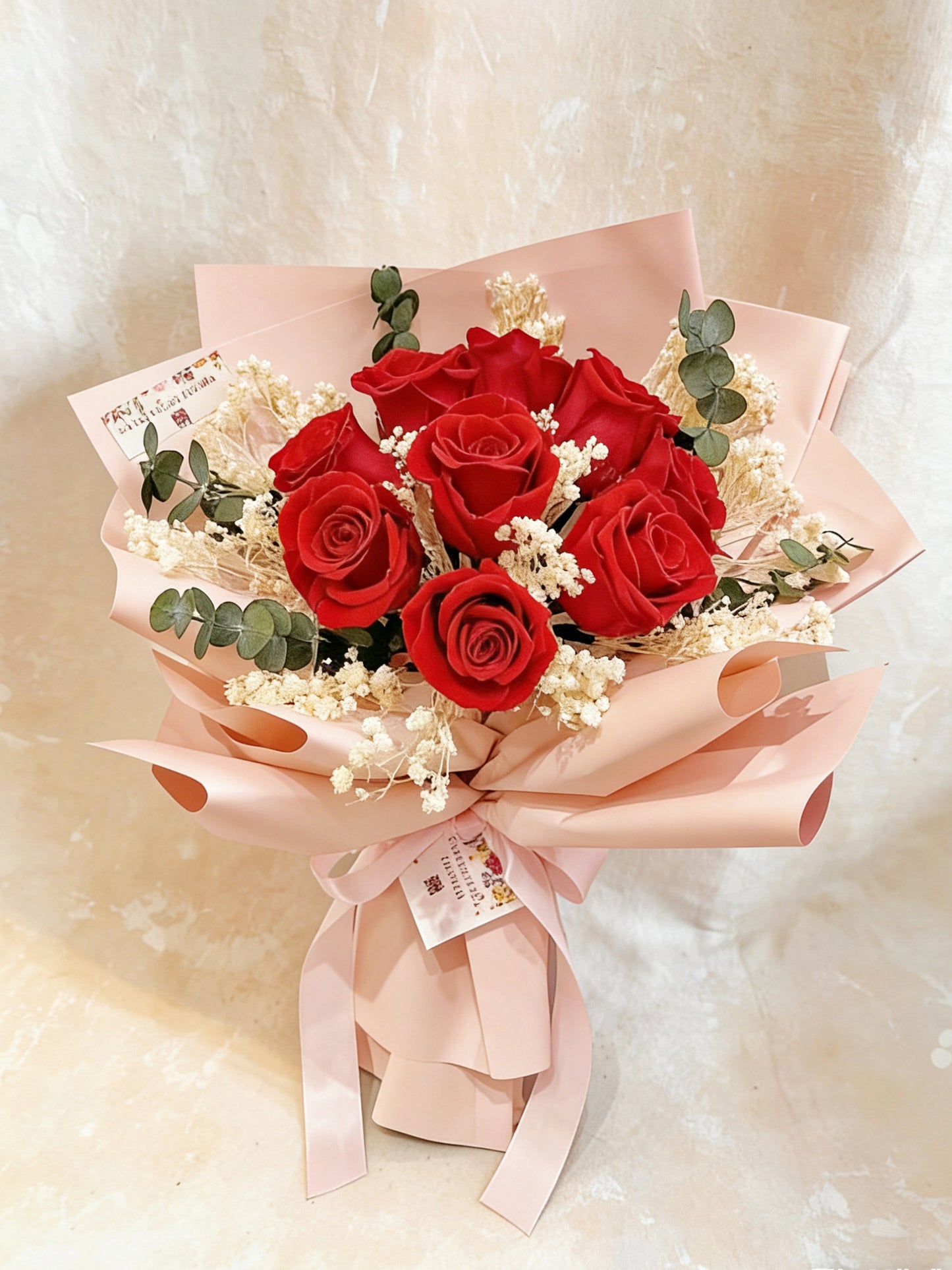 (情人節預訂) 浪漫經典紅色9枝保鮮玫瑰花束｜保鮮花 永生花 畢業花束