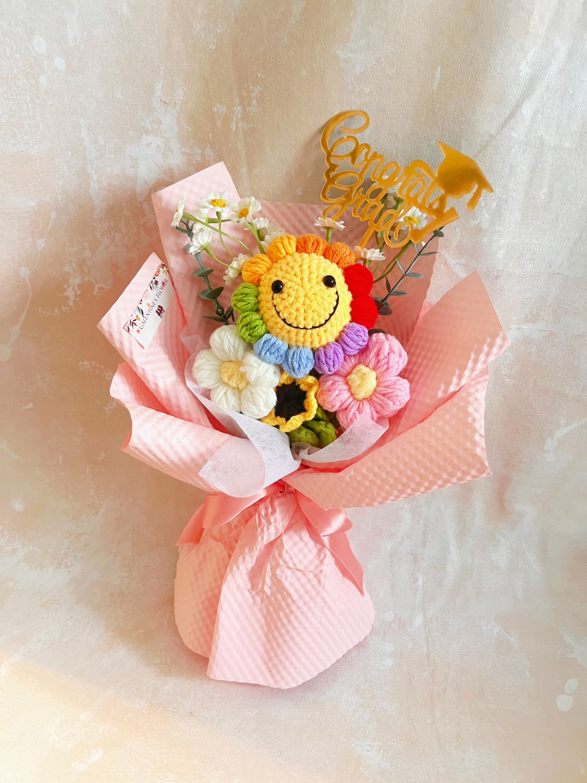 彩虹畢業禮 針織花束 畢業禮禮物 畢業花束精選 生日花束 中學 小學 幼稚園