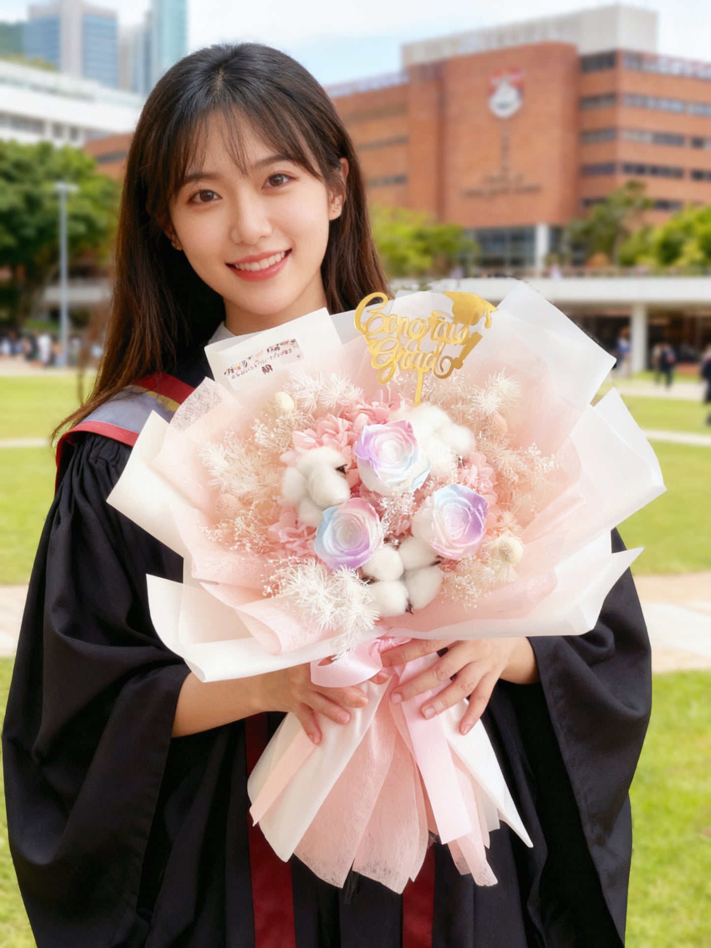 3 枝夢幻人漁珍珠色系－保鮮玫瑰花束｜保鮮花 永生花 畢業花束