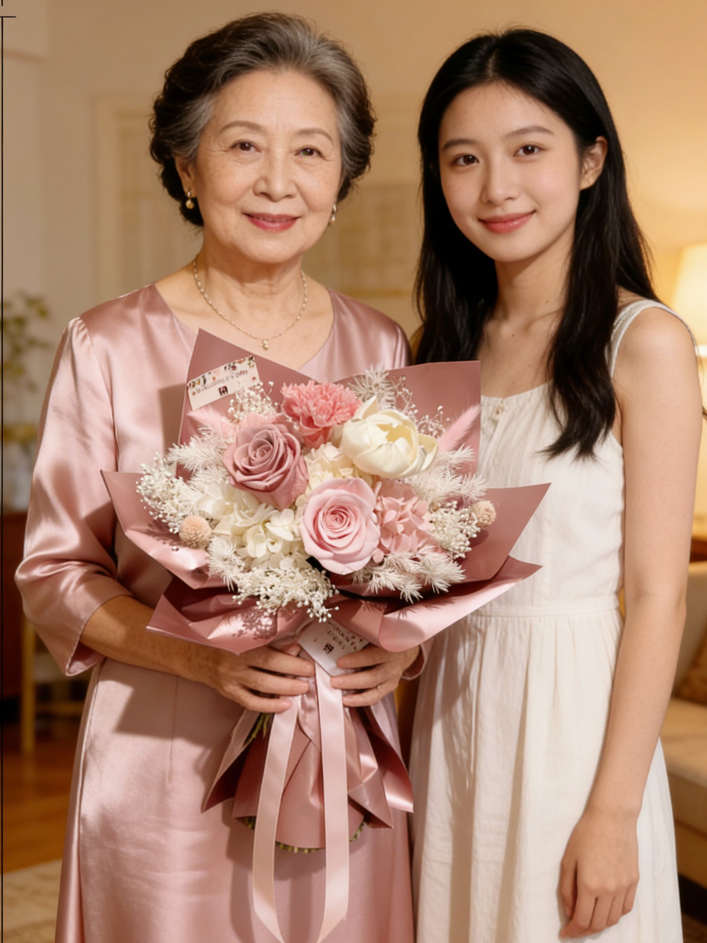 2026母親節-最錫媽媽 3枝保鮮玫瑰 康乃馨花束｜保鮮花 永生花 生日花束