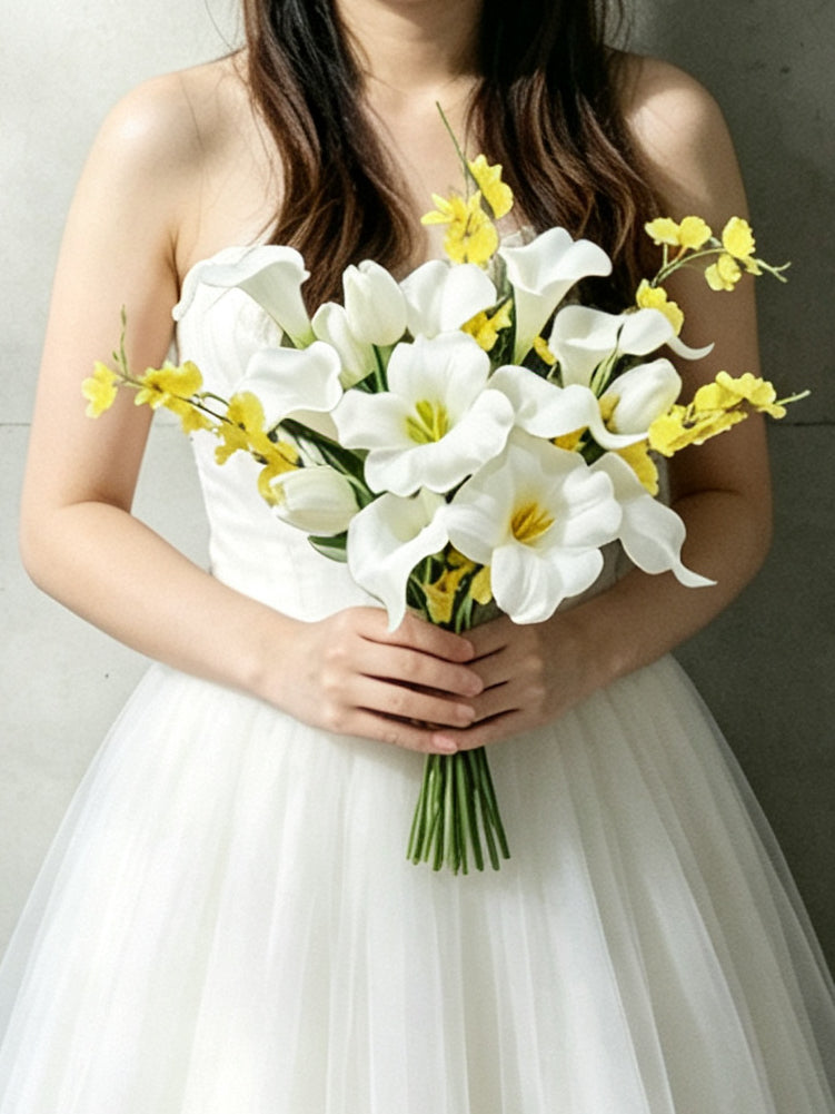 (一個月預訂）新娘花球-仿真花花球馬蹄蘭 絲花花球 pre wedding