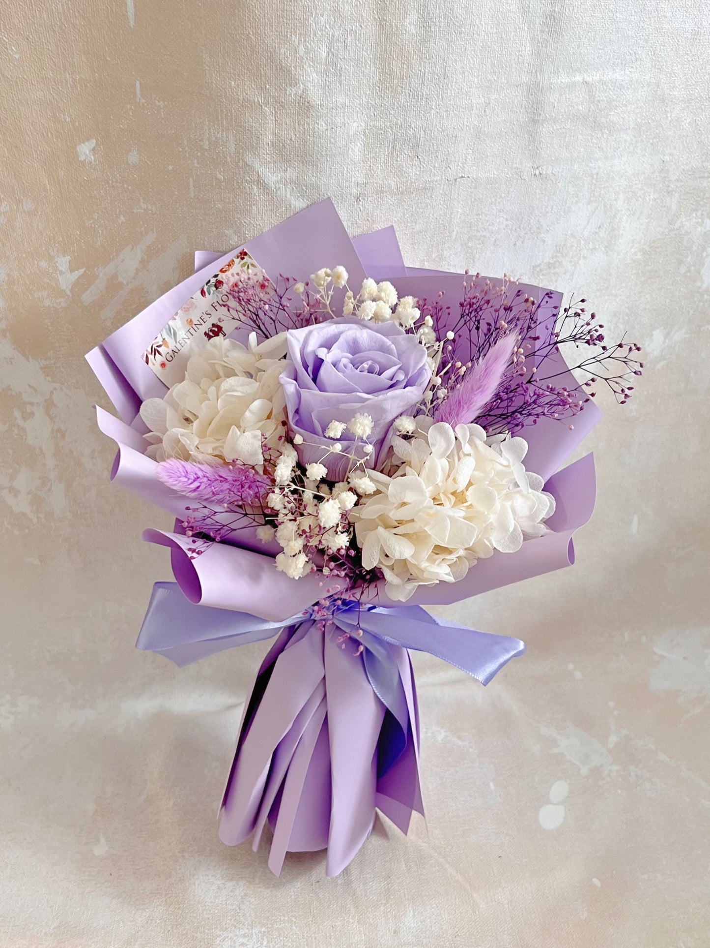 浪漫紫色 單枝保鮮玫瑰小花束｜保鮮花 永生花 畢業花束 乾花，