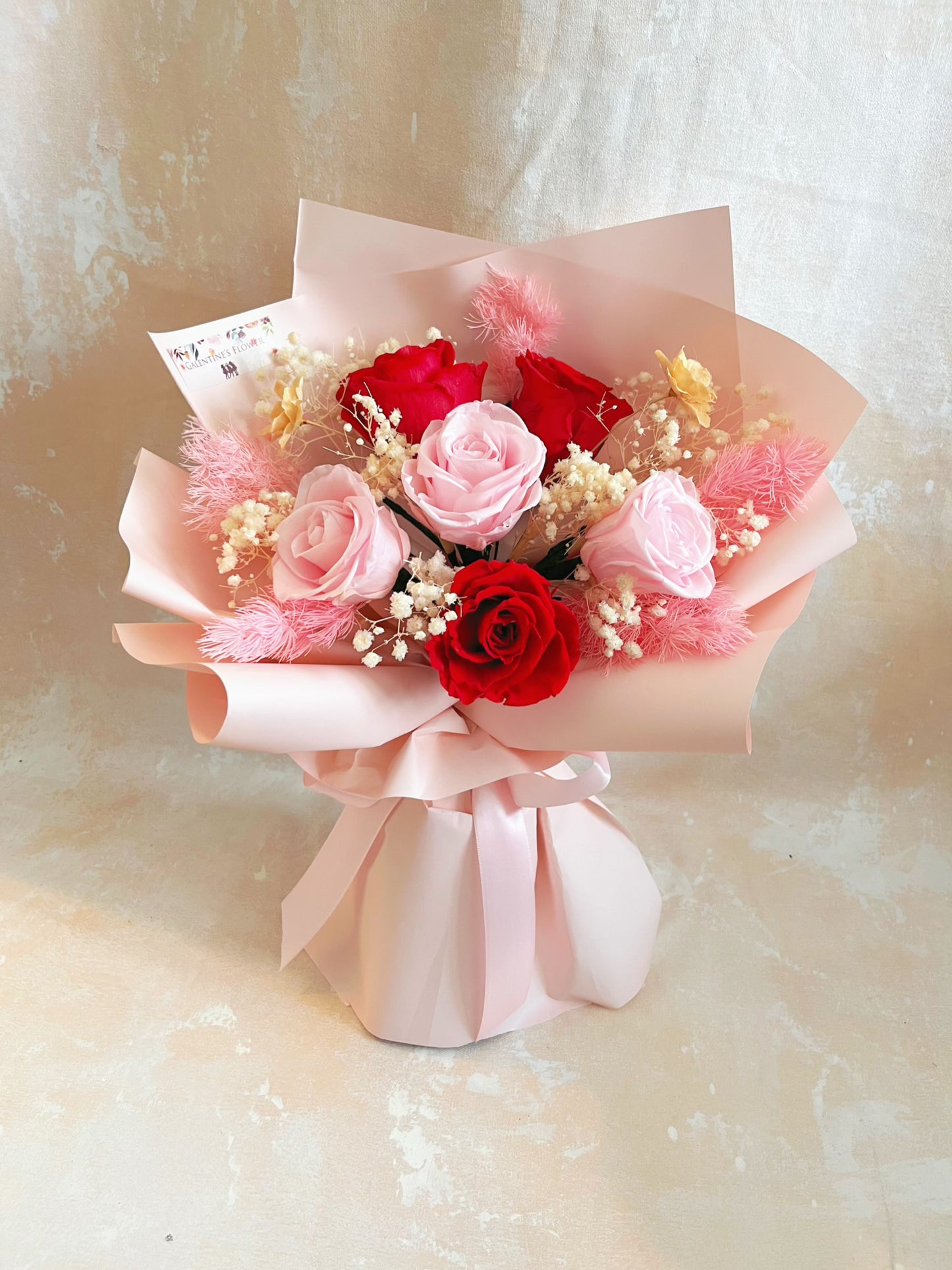 （有現貨）甜蜜七夕 粉紅色 紅色6 枝保鮮玫瑰花束｜保鮮花 永生花 生日花束