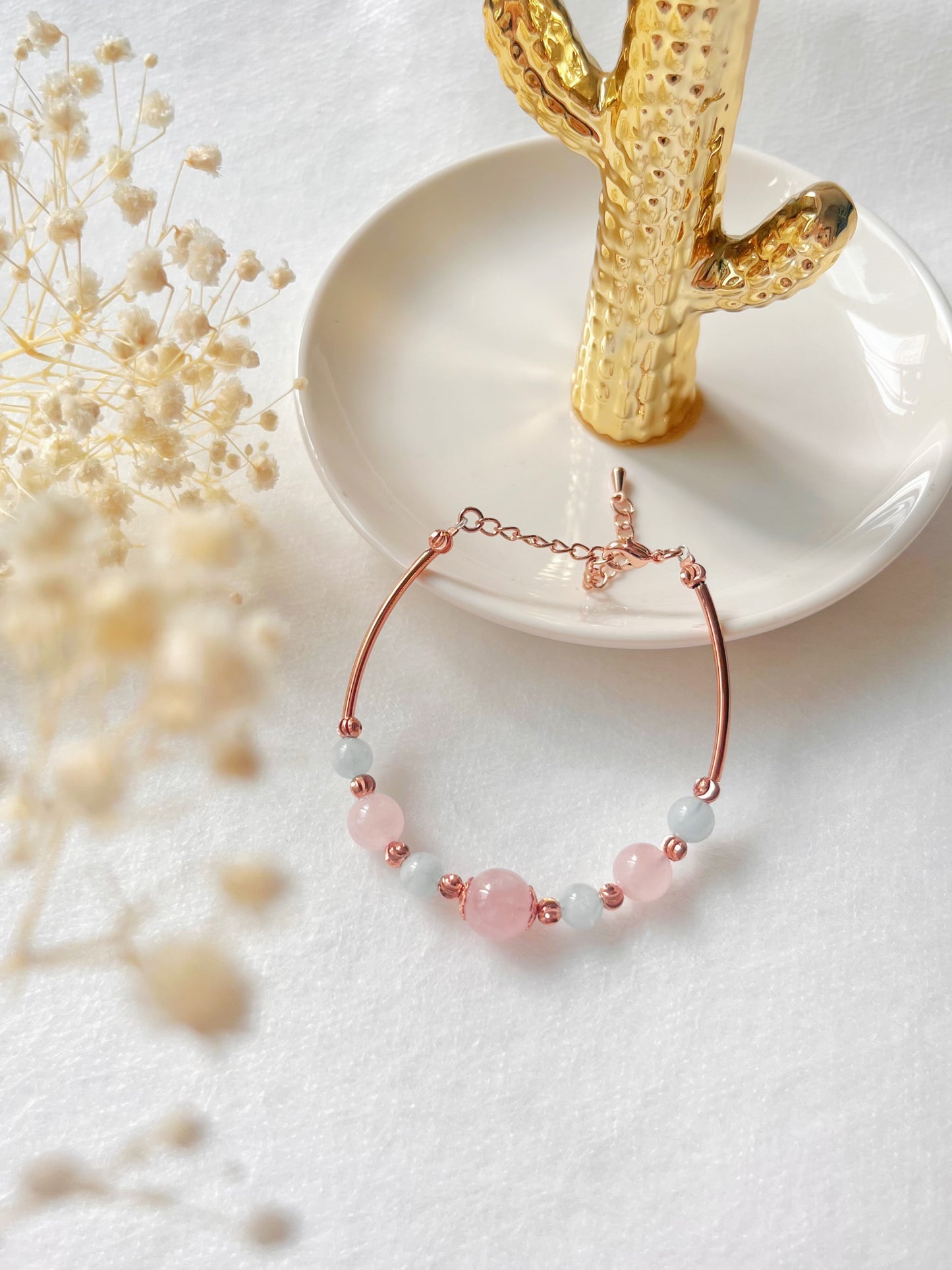 粉晶 海藍寶 水晶手鏈 姊妹禮物 畢業禮物