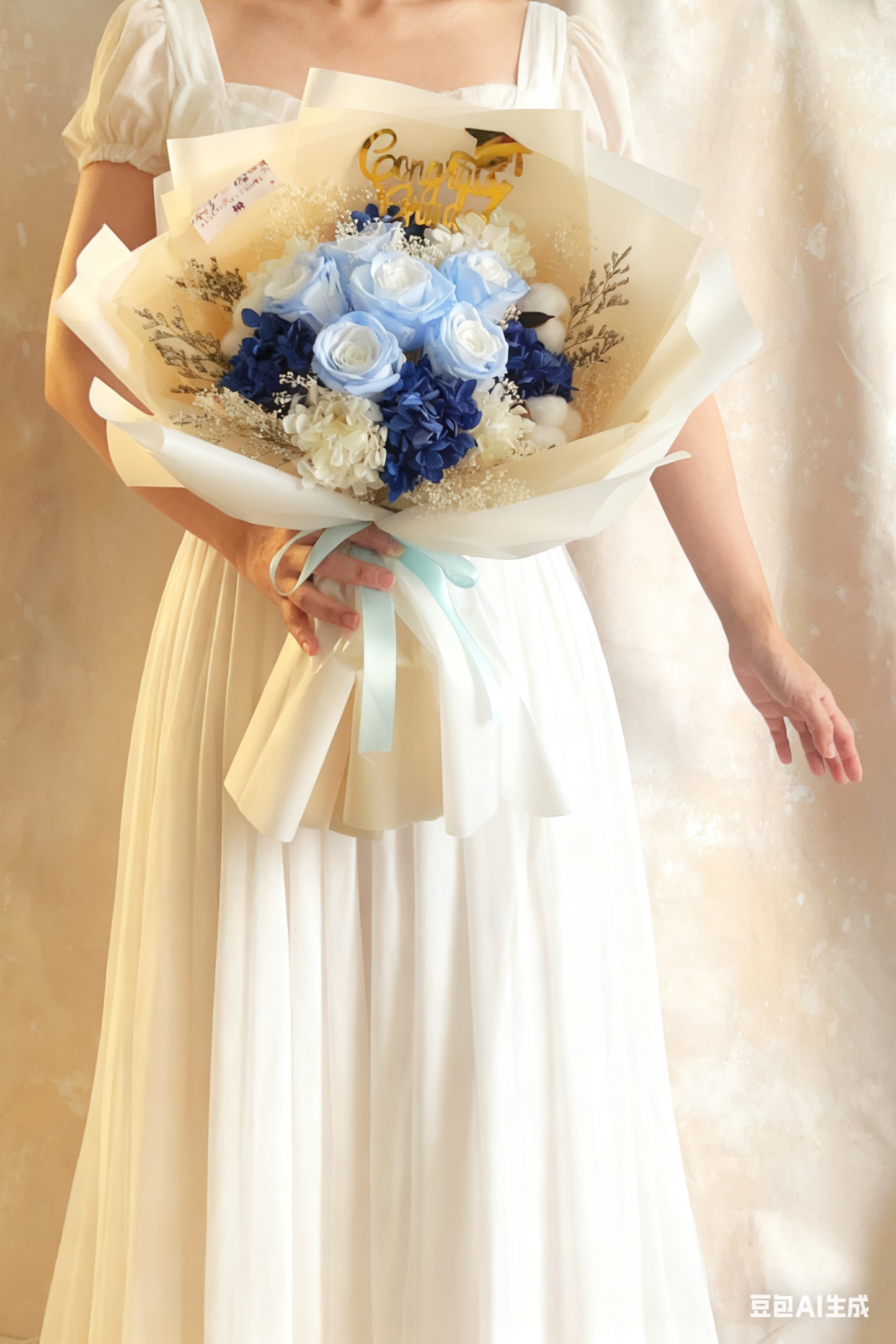 冰藍 6枝保鮮玫瑰花束｜保鮮花 永生花 畢業花束