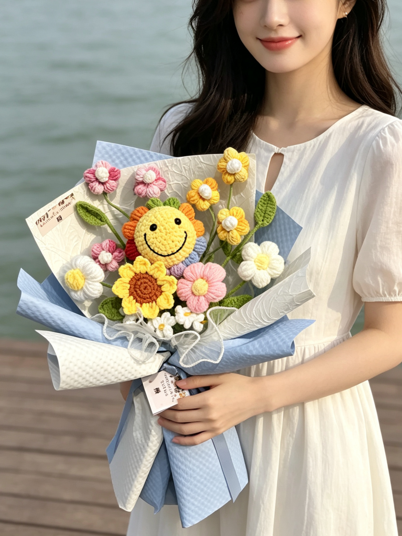 歡笑 陽光 針織花束 太陽花 向日葵 畢業禮物 畢業花束 公仔 生日花束 中學 小學 幼稚園