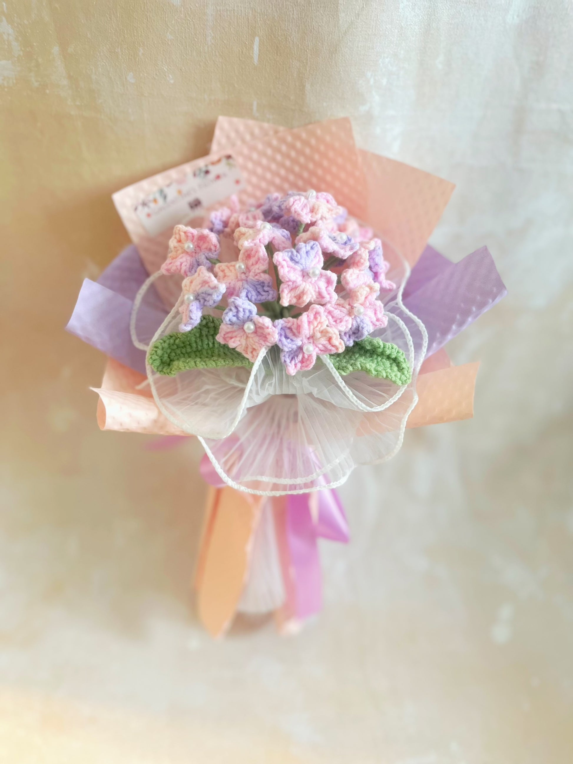 初見 日系繡球花針織小花束 畢業禮禮物 畢業花束精選 生日花束 中學 小學 幼稚園