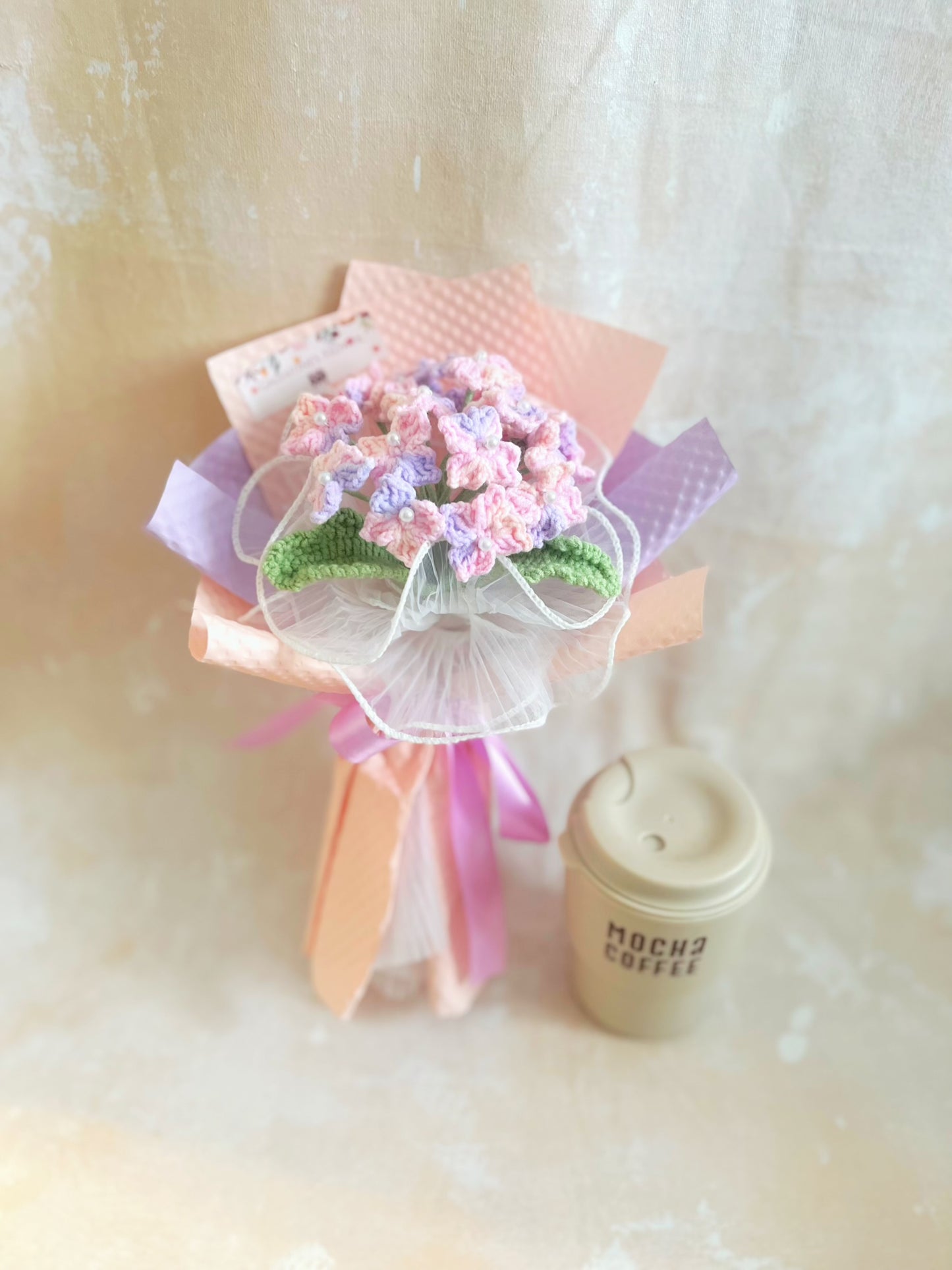 初見 日系繡球花針織小花束 畢業禮禮物 畢業花束精選 生日花束 中學 小學 幼稚園