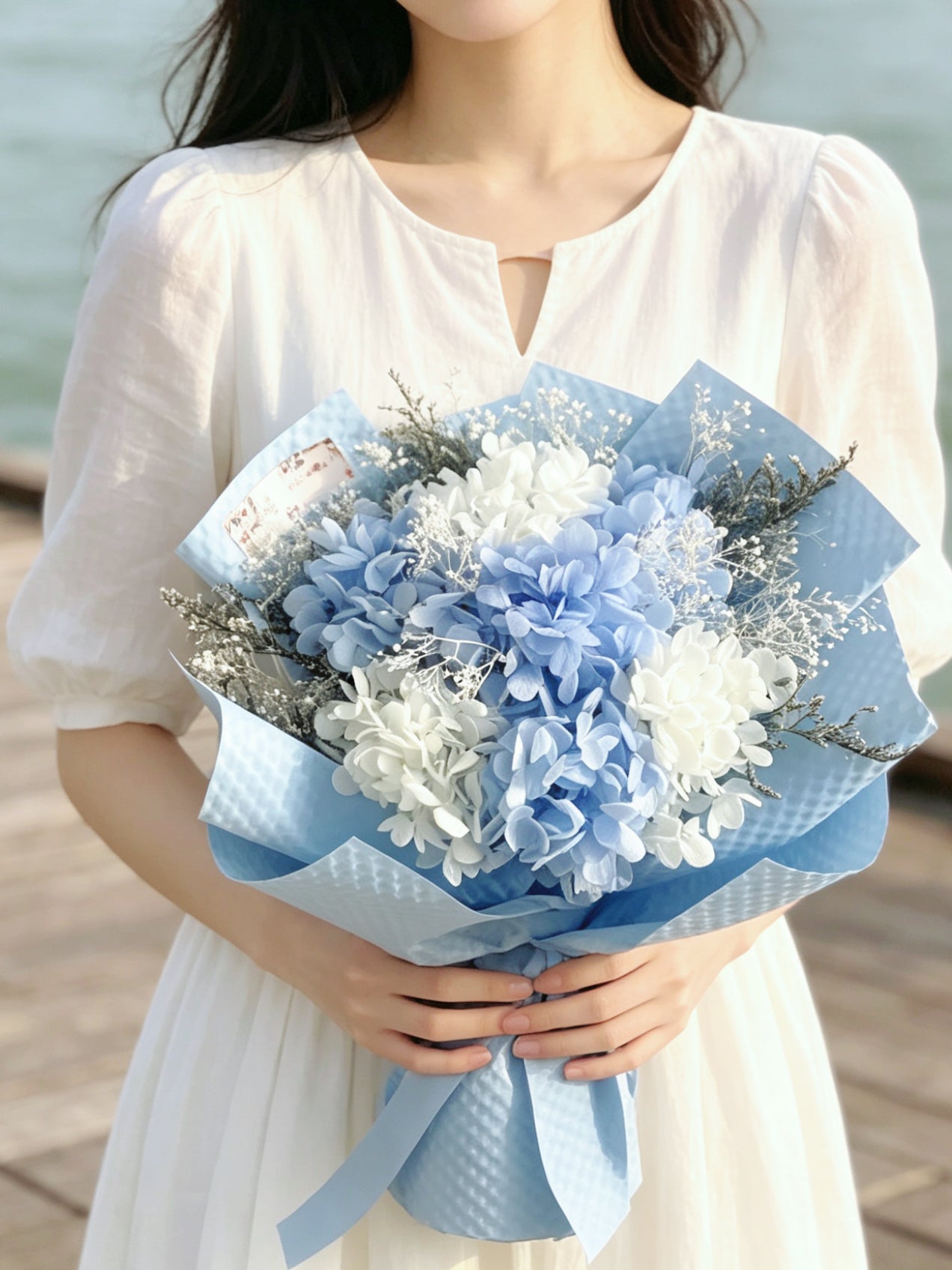 藍天使 花保鮮繡球花束 ｜｜畢業花束 情人節花束 生日花束 中學 小學 幼稚園