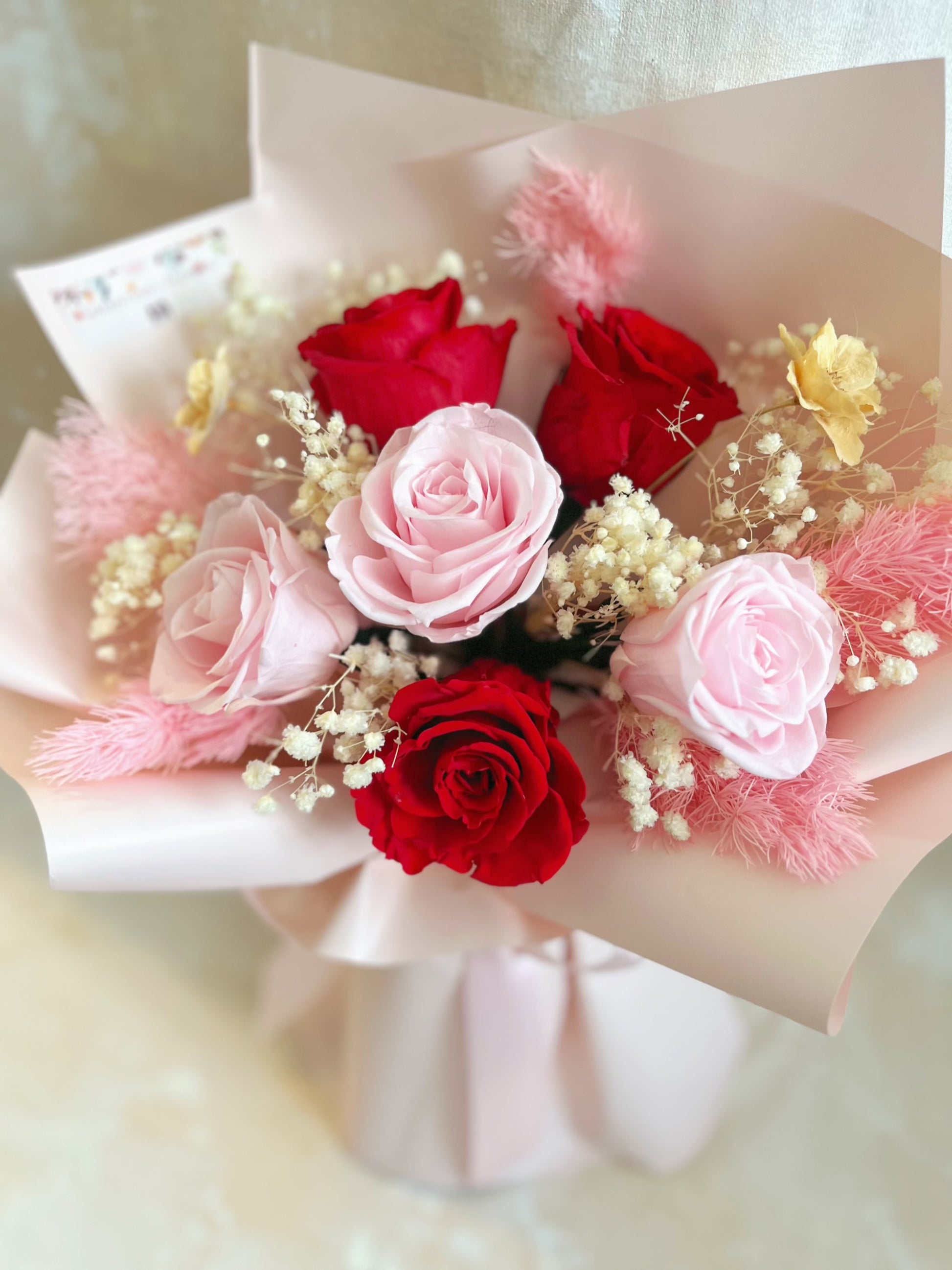 （有現貨）甜蜜七夕 粉紅色 紅色6 枝保鮮玫瑰花束｜保鮮花 永生花 生日花束