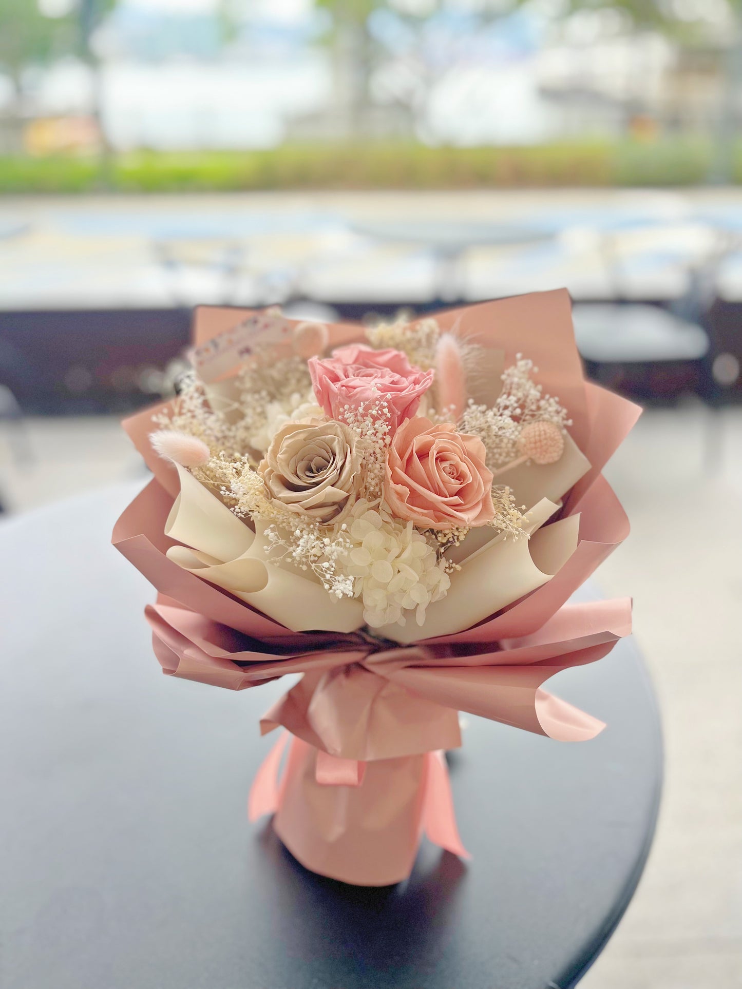 3 枝大地色系－保鮮玫瑰花束｜保鮮花 永生花 畢業花束 生日花束