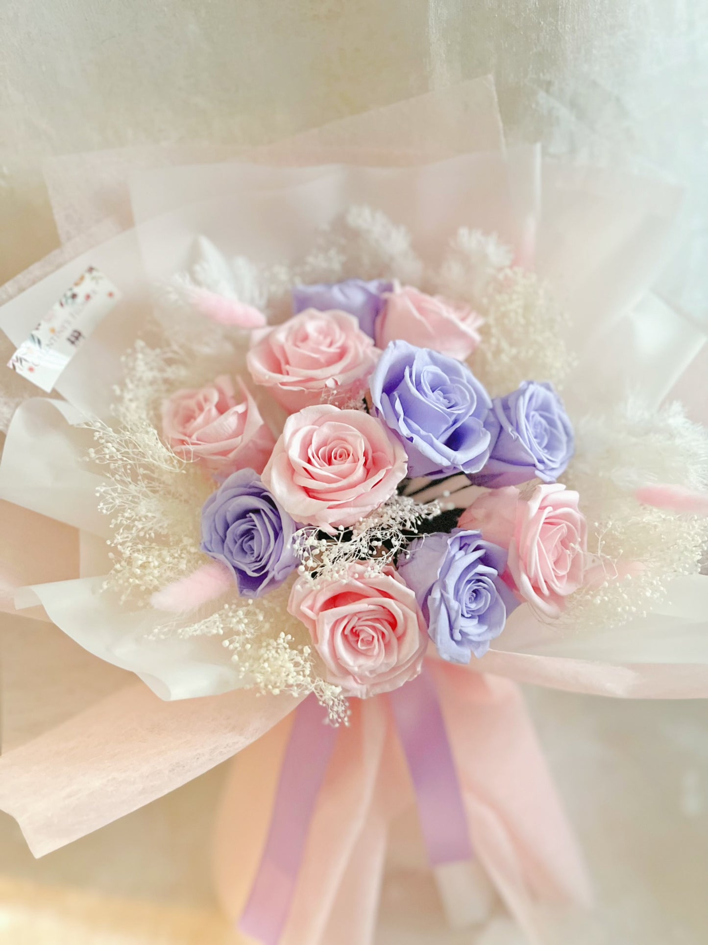 Fall in Love 11枝粉紅+紫保鮮玫瑰花束｜保鮮花 永生花 生日花束