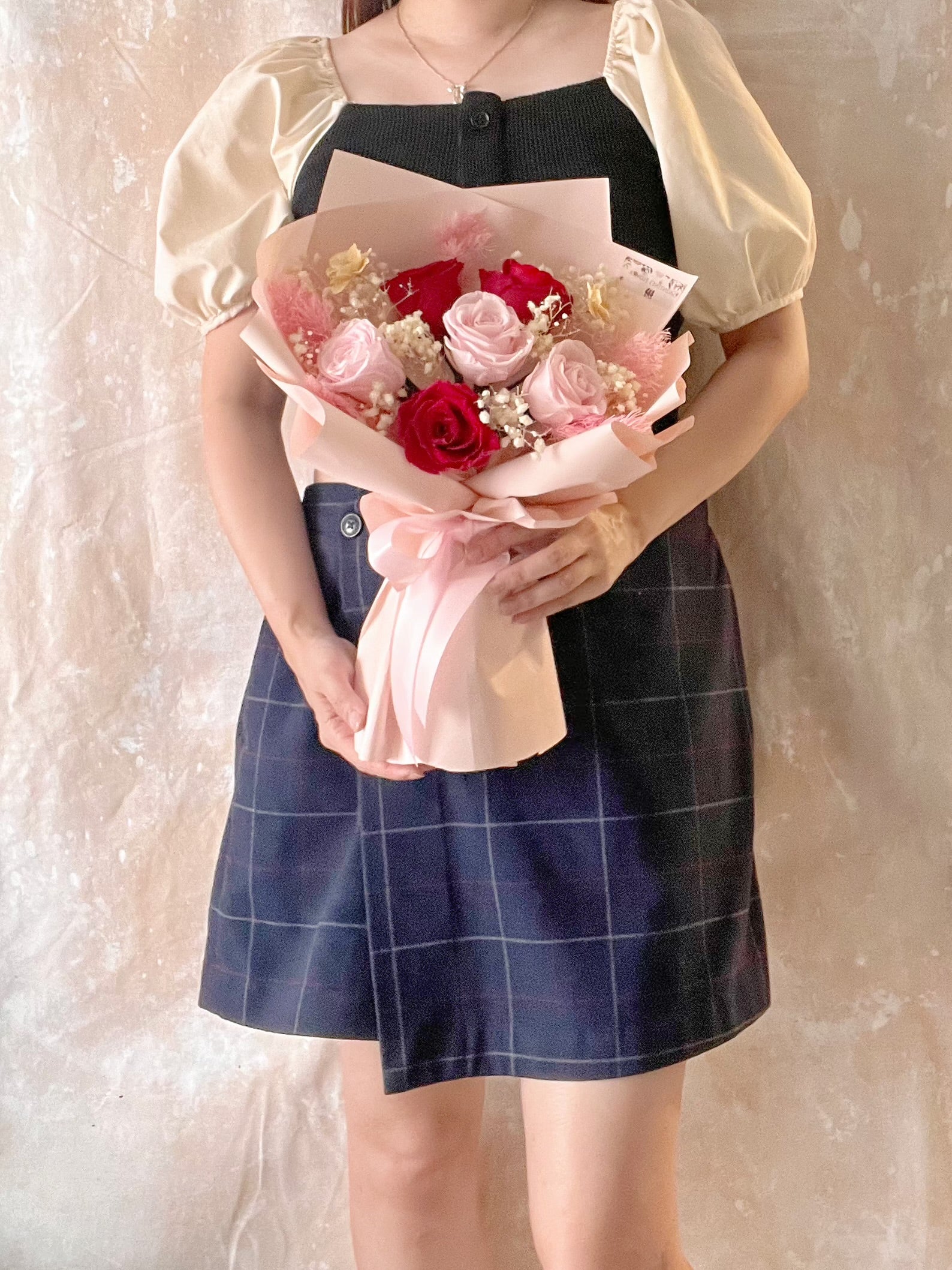 甜蜜七夕 粉紅色 紅色6 枝保鮮玫瑰花束｜保鮮花 永生花 生日花束