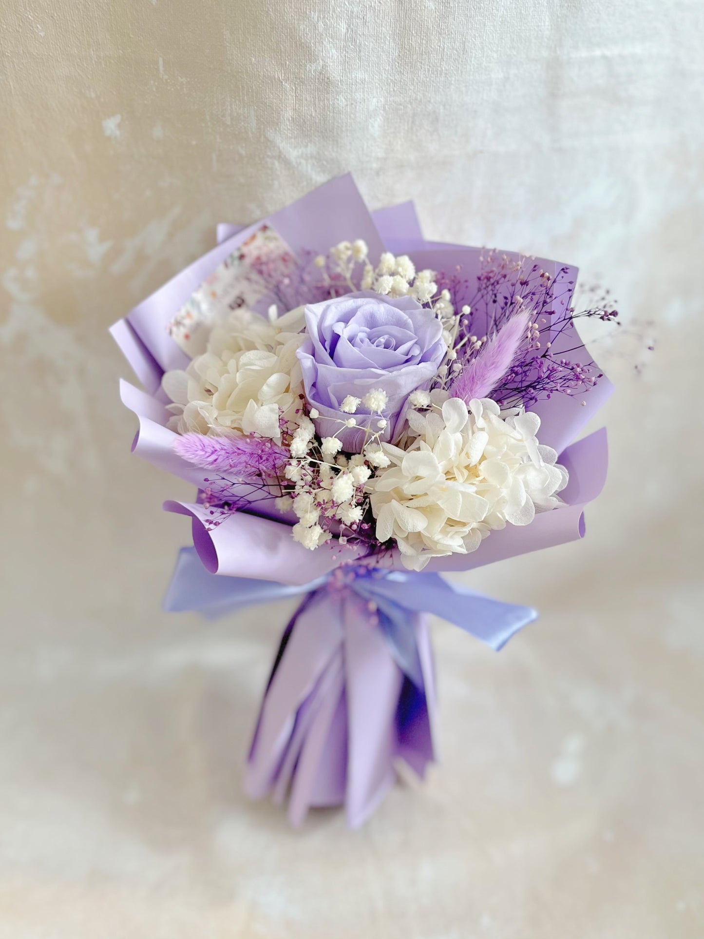 浪漫紫色 單枝保鮮玫瑰小花束｜保鮮花 永生花 畢業花束 乾花，