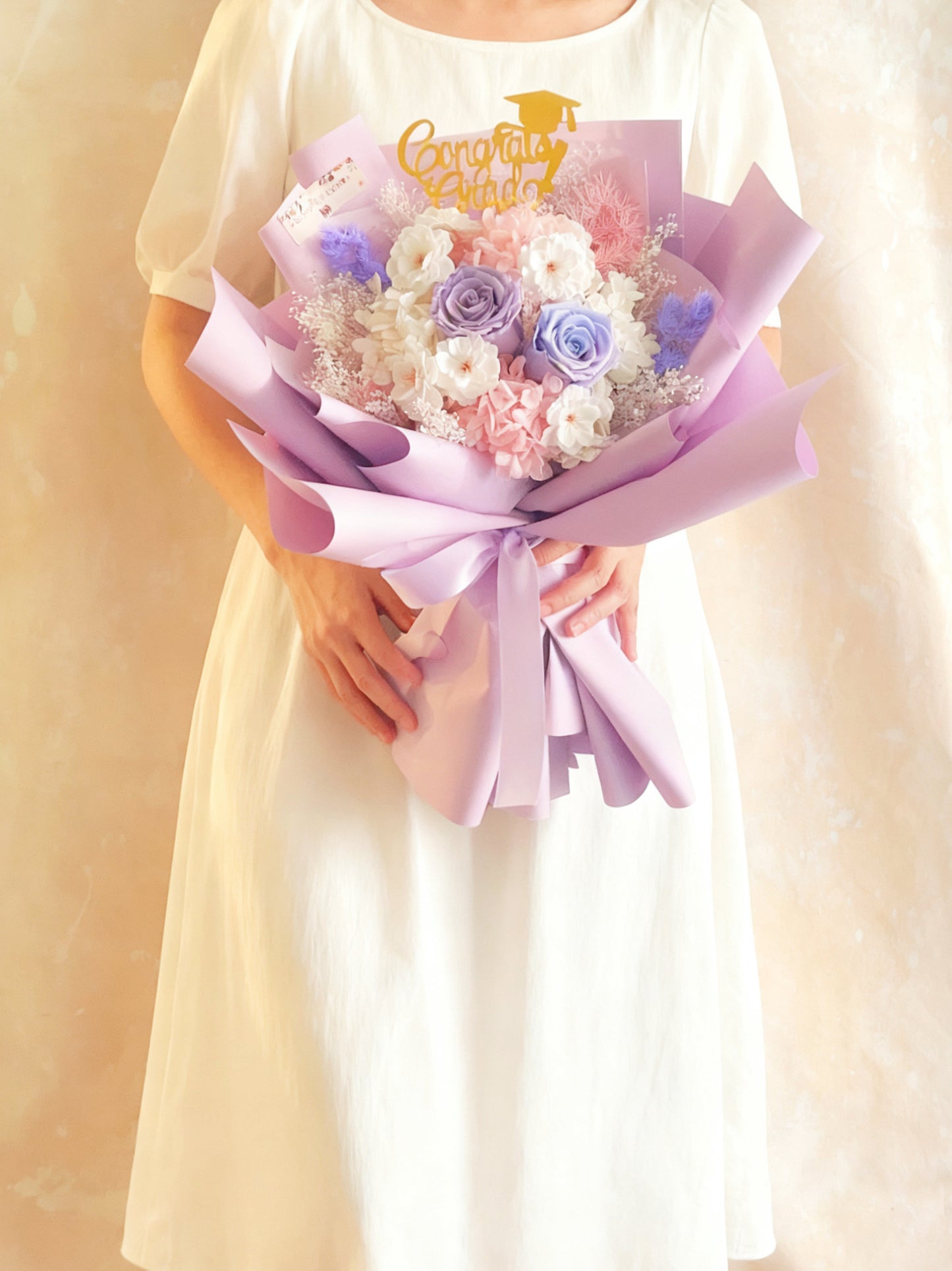 兩心相愛2枝紫色保鮮玫瑰花束｜保鮮花 永生花 生日花束