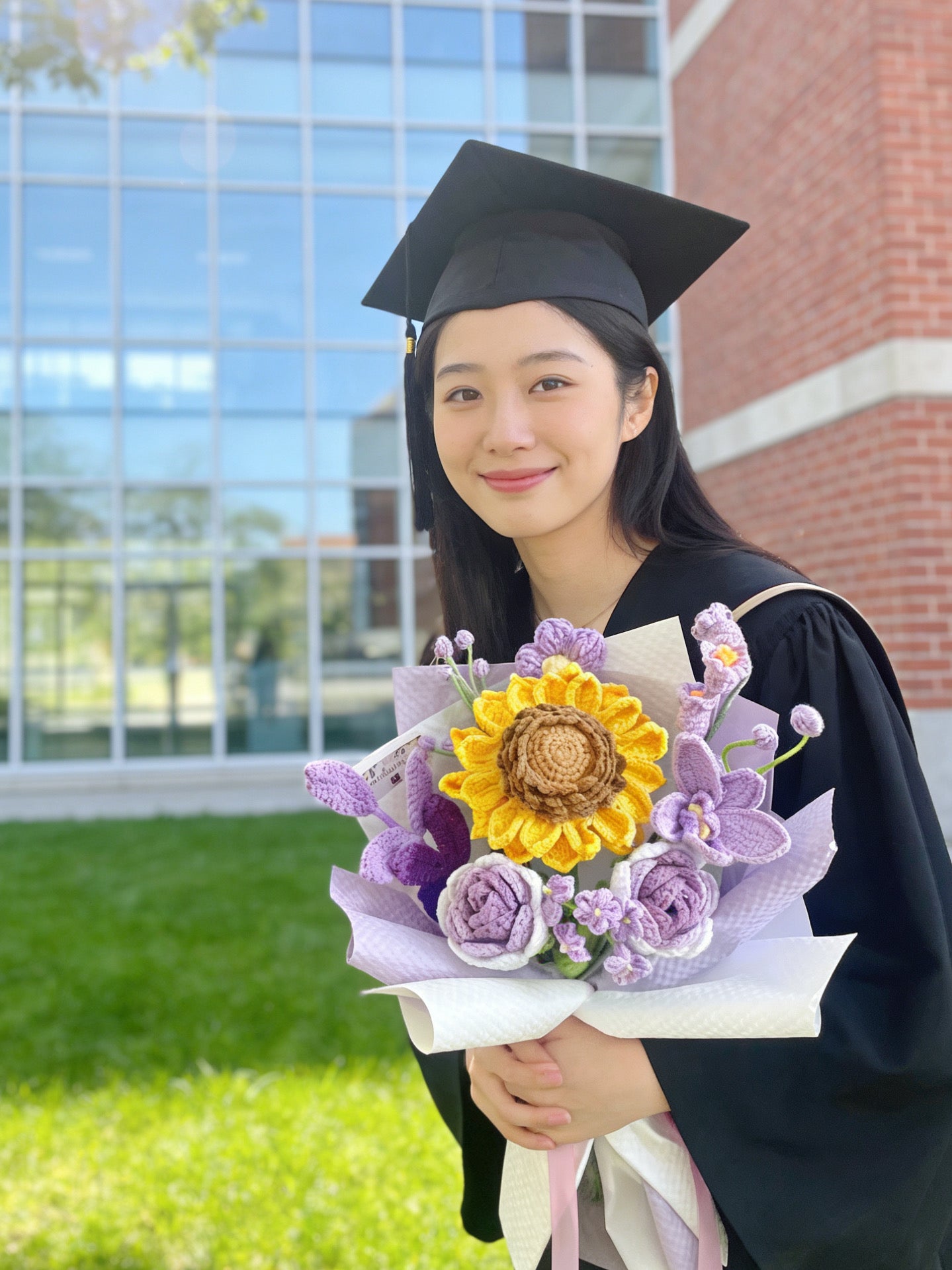 薰衣草陽光 針織花束 畢業禮禮物 畢業花束 公仔 生日花束 中學 小學 幼稚園