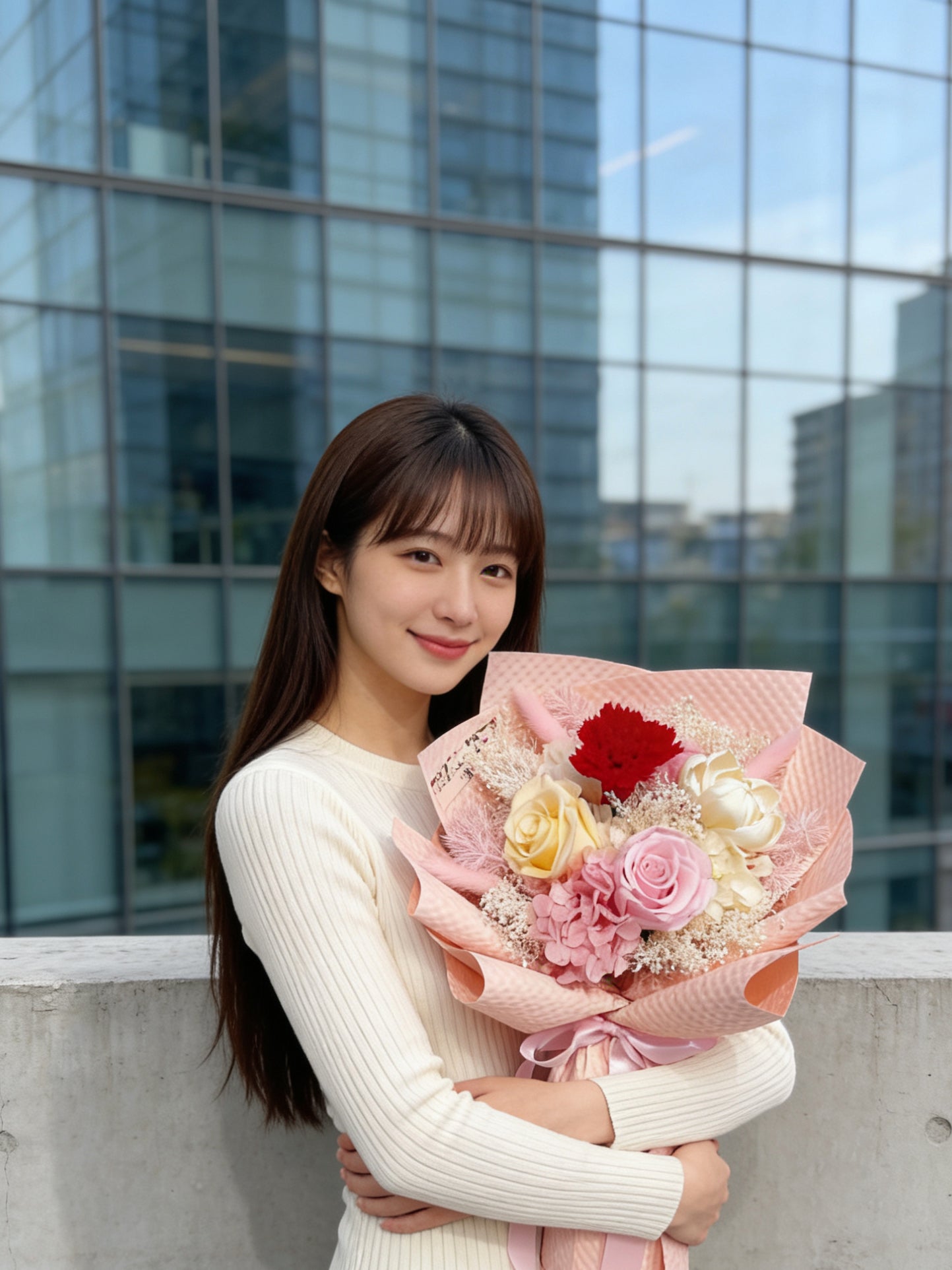 2026母親節-最好媽媽 3枝保鮮玫瑰 康乃馨花束｜保鮮花 永生花 生日花束