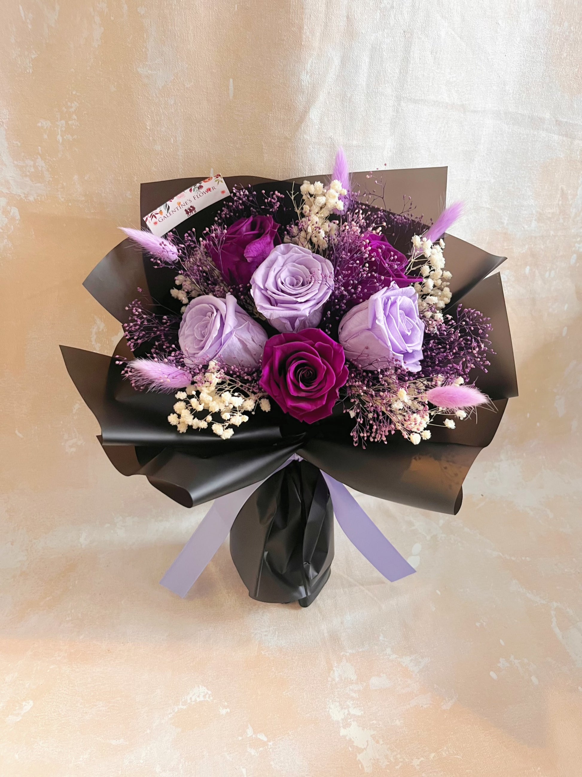 （有現貨）甜蜜時刻 紫色6 枝保鮮玫瑰花束｜保鮮花 永生花 生日花束