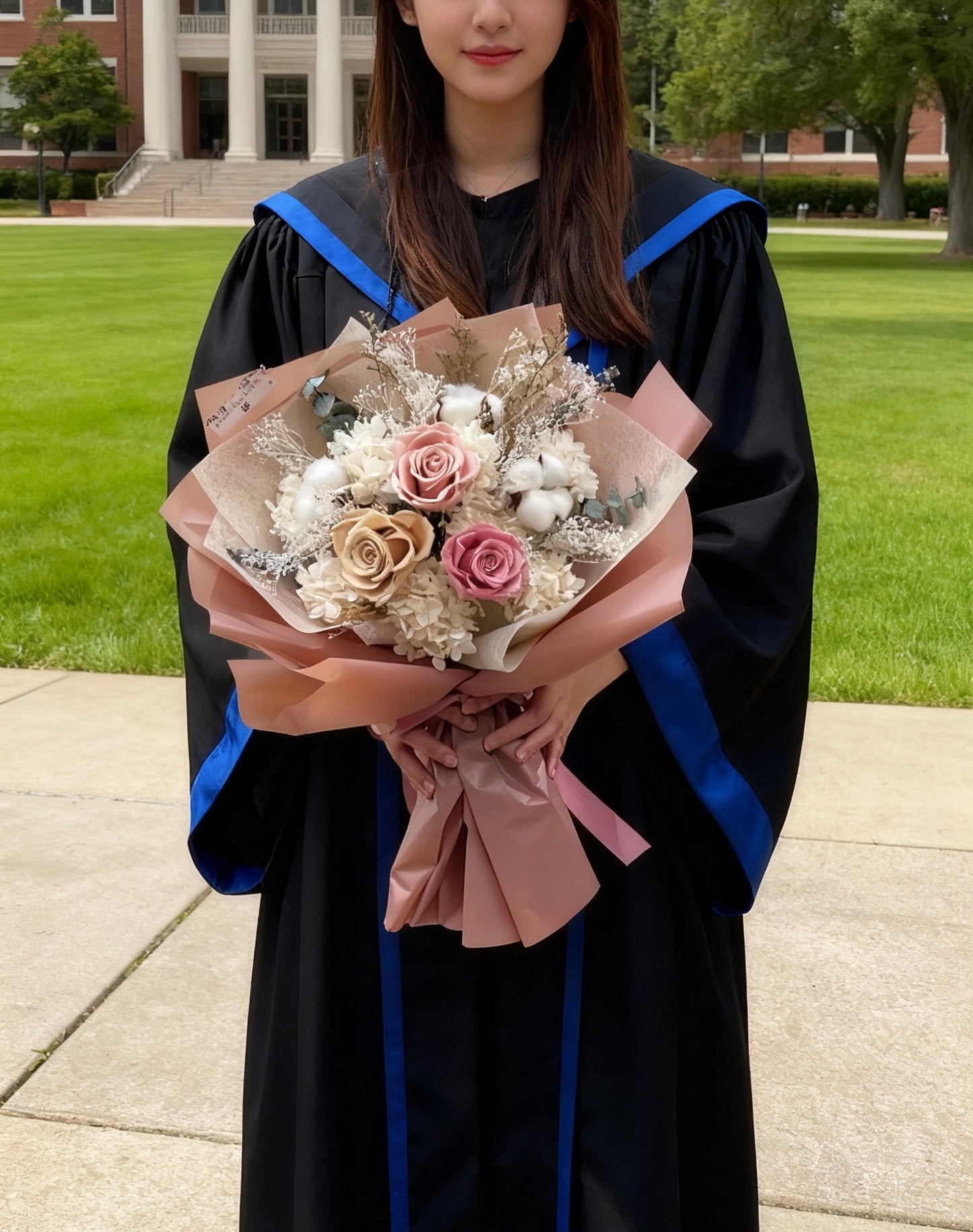 3 枝復古奶茶大地色系－保鮮玫瑰花束｜保鮮花 永生花 畢業花束 生日花束