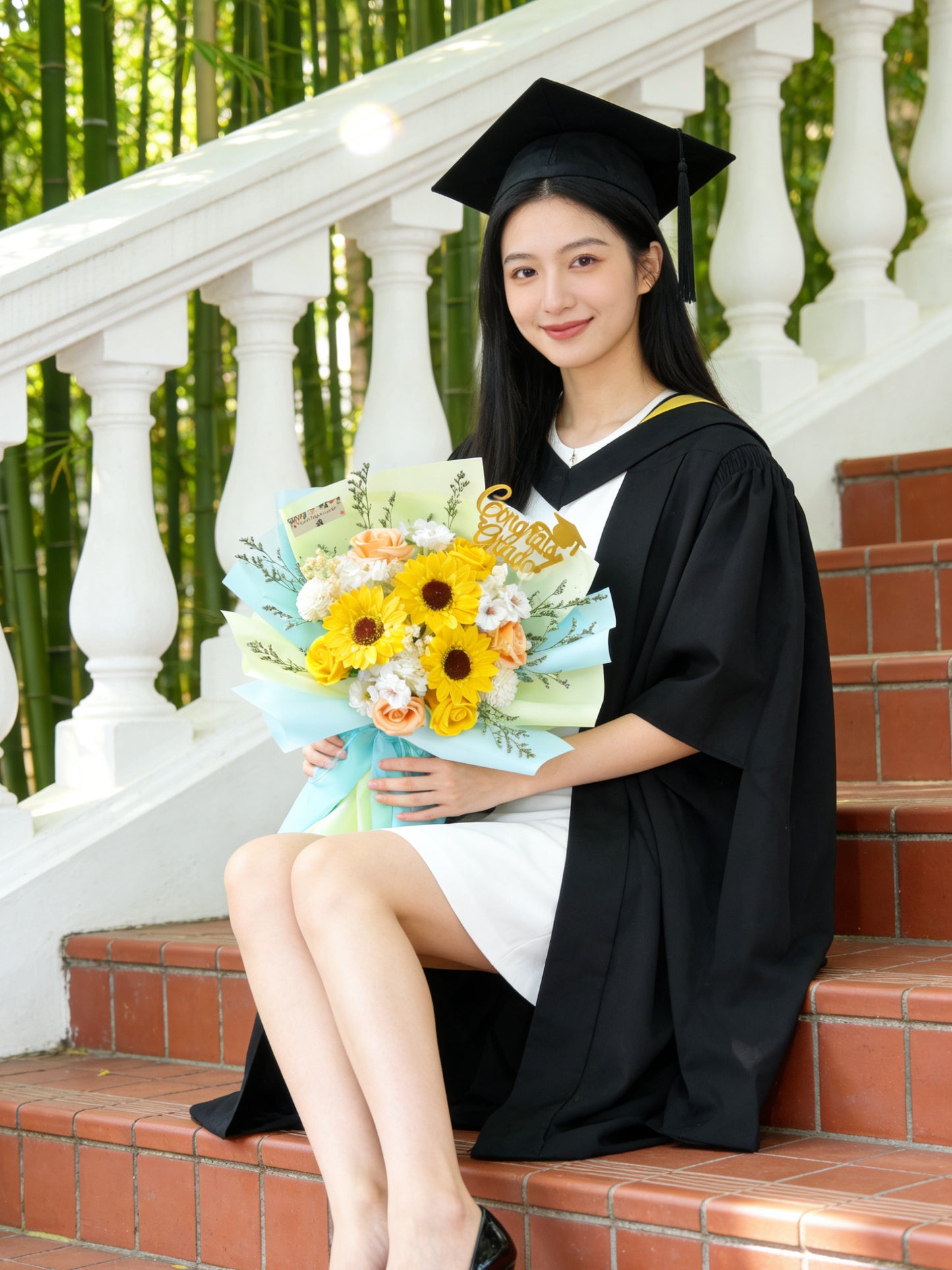 陽光燦爛的日子－番梘太陽花 玫瑰花束 向日葵｜香梘花｜畢業花束  小學 幼稚園