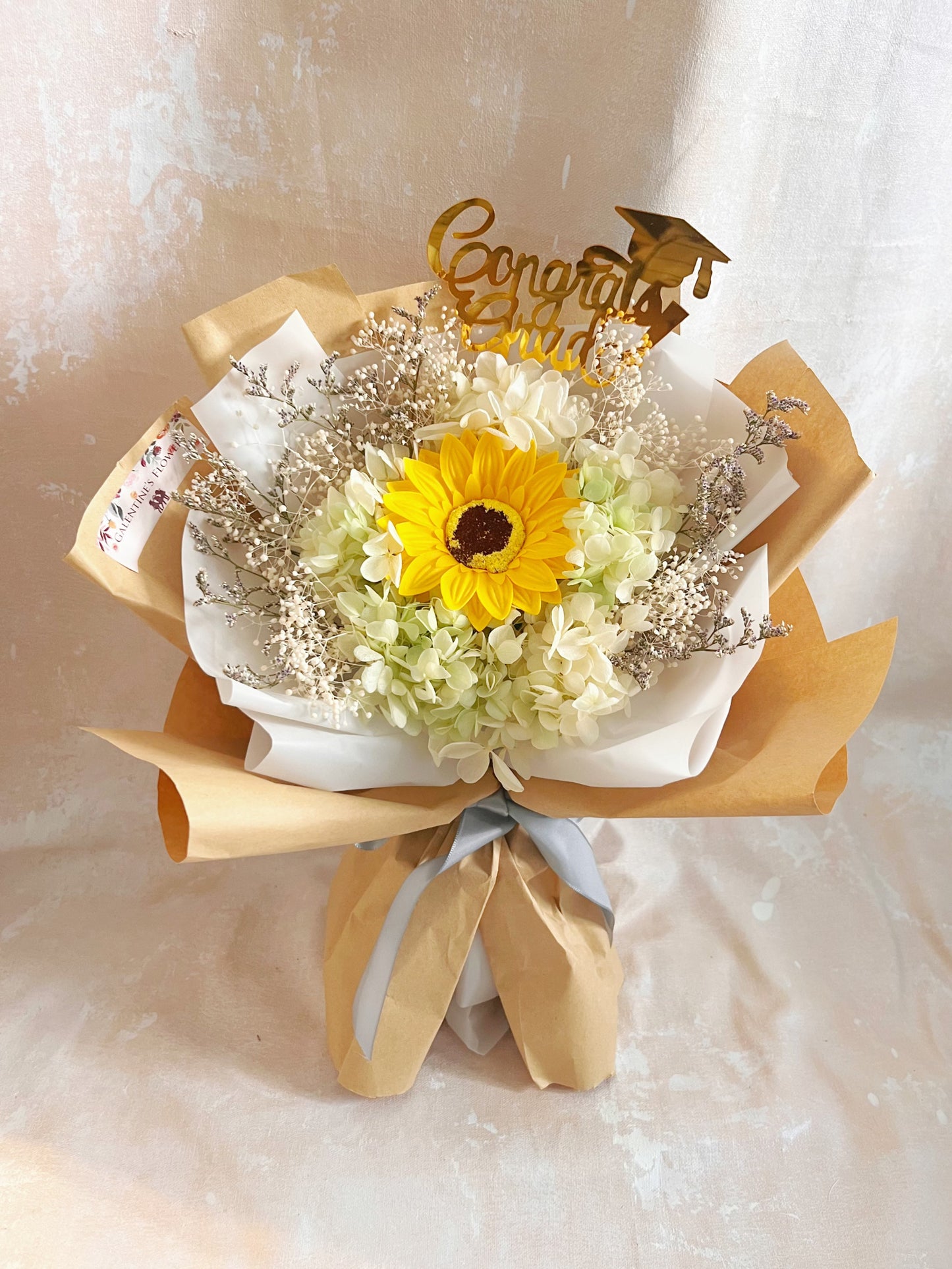 單枝畢業花束精選 1枝太陽花花束｜香梘花 生日花束 中學 小學 幼稚園