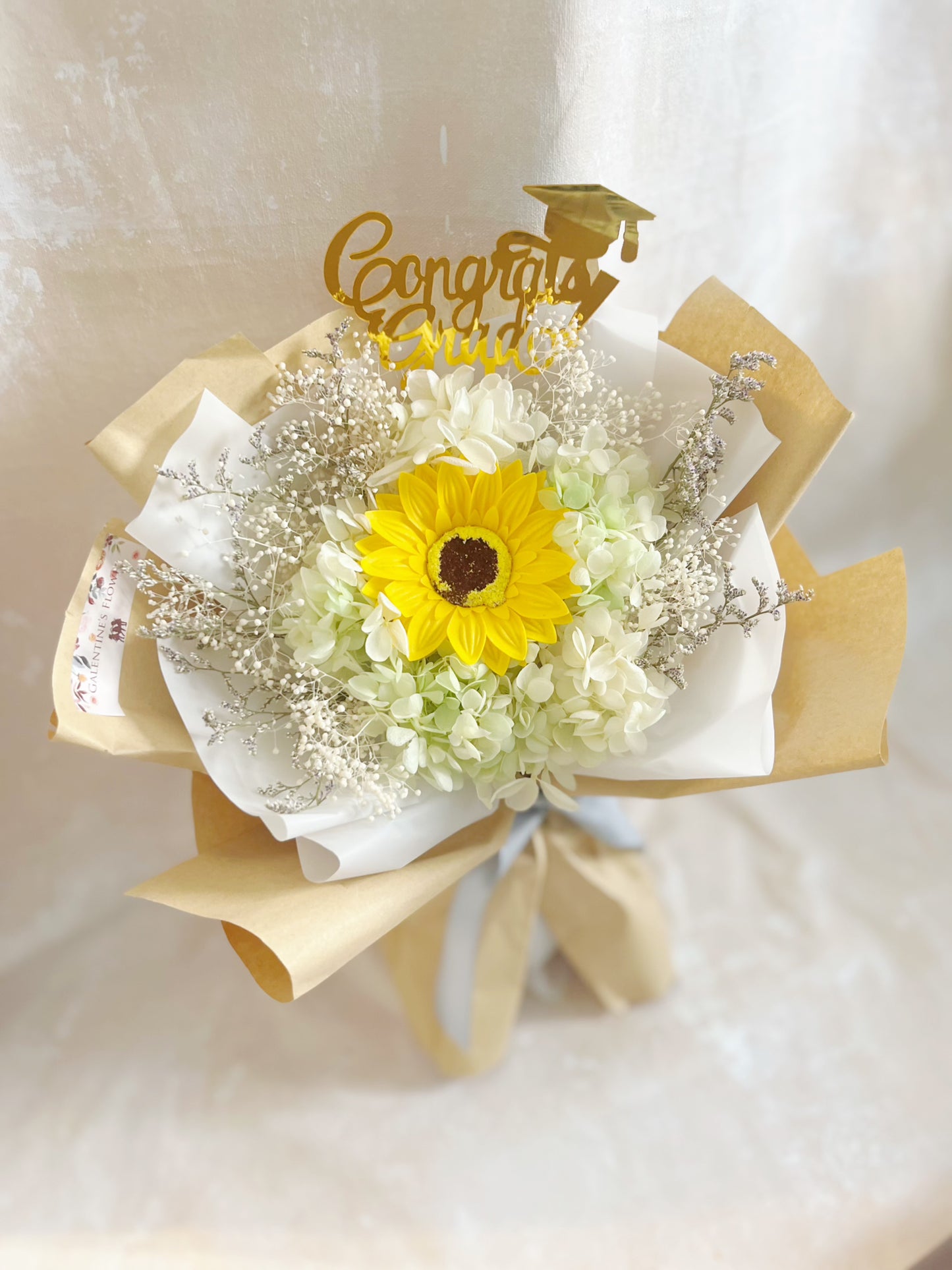 單枝畢業花束精選 1枝太陽花花束｜香梘花 生日花束 中學 小學 幼稚園