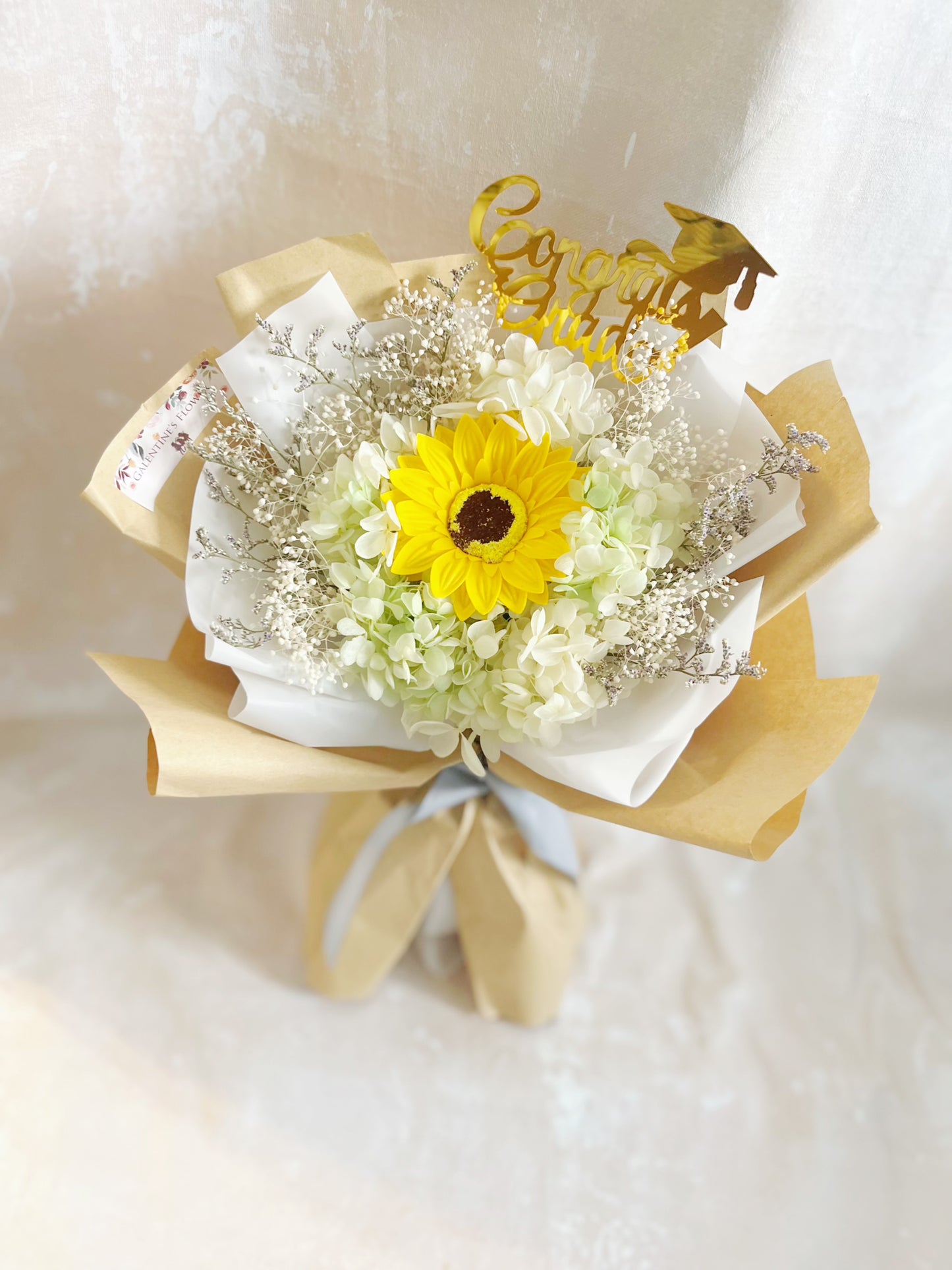 單枝畢業花束精選 1枝太陽花花束｜香梘花 生日花束 中學 小學 幼稚園