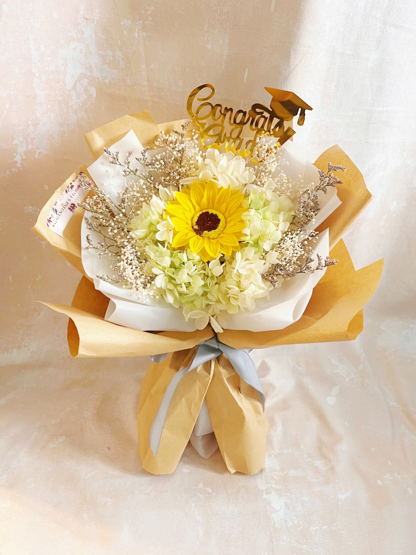 單枝畢業花束精選 1枝太陽花花束｜香梘花 生日花束 中學 小學 幼稚園