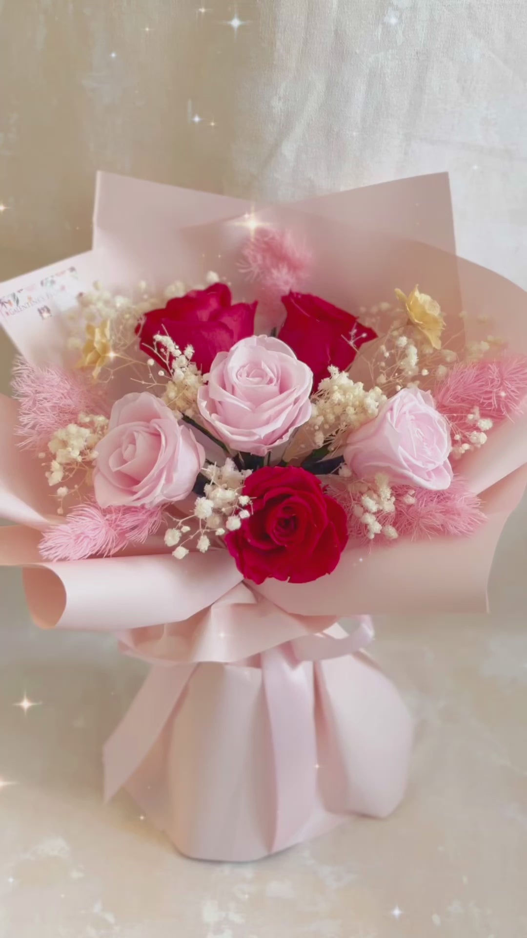 （有現貨）甜蜜七夕 粉紅色 紅色6 枝保鮮玫瑰花束｜保鮮花 永生花 生日花束