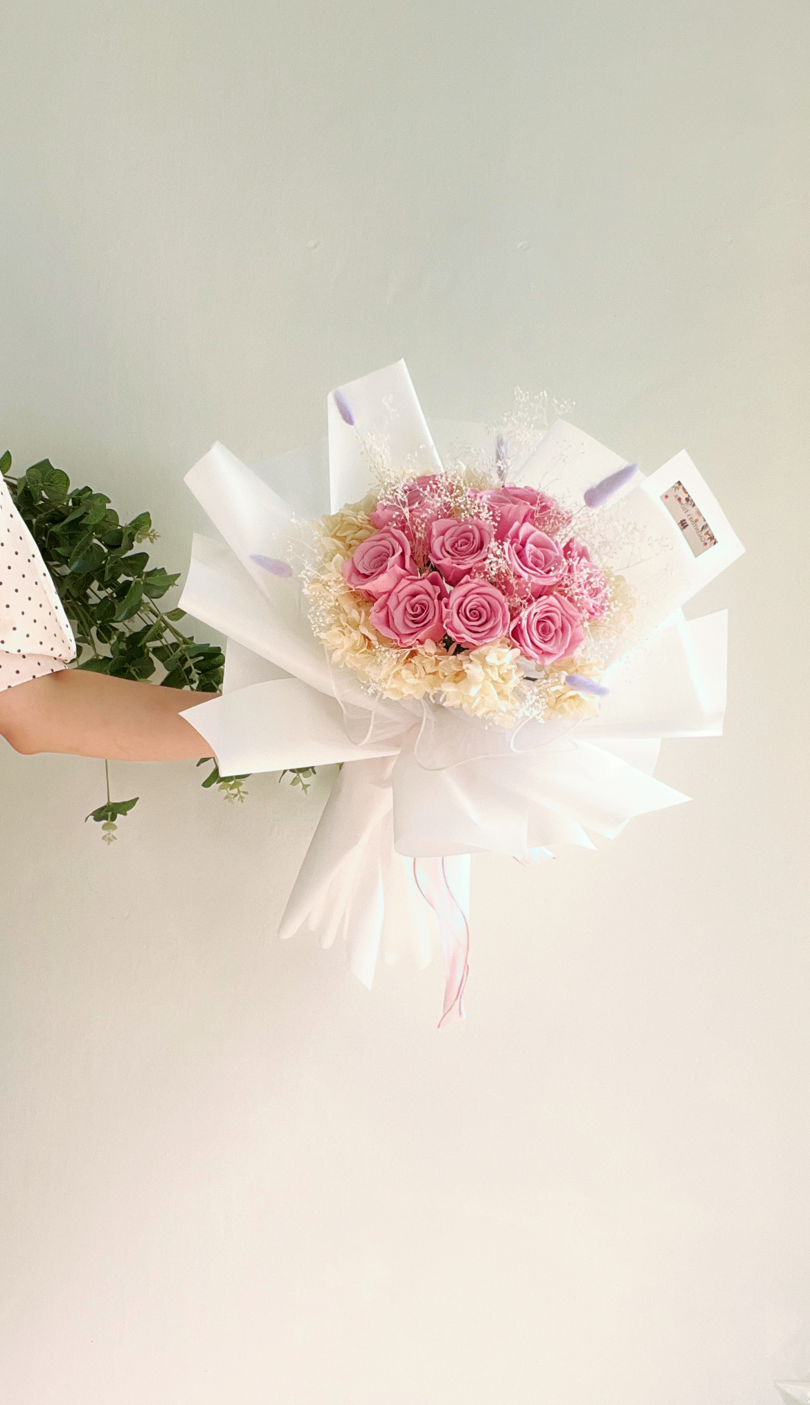 11枝浪漫粉紅色－保鮮玫瑰花束｜求婚花束 生日花束 永生花 畢業花束