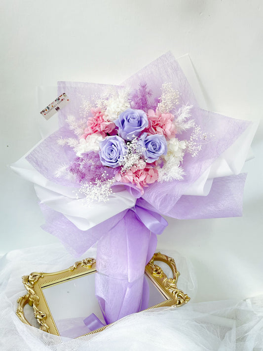 3 枝紫色保鮮玫瑰花束｜保鮮花 永生花 畢業花束 生日花束 情人節花束