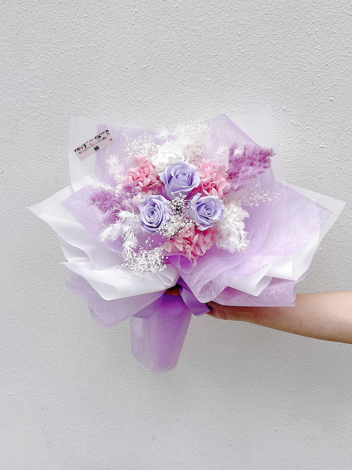 3 枝紫色保鮮玫瑰花束｜保鮮花 永生花 畢業花束 生日花束 情人節花束