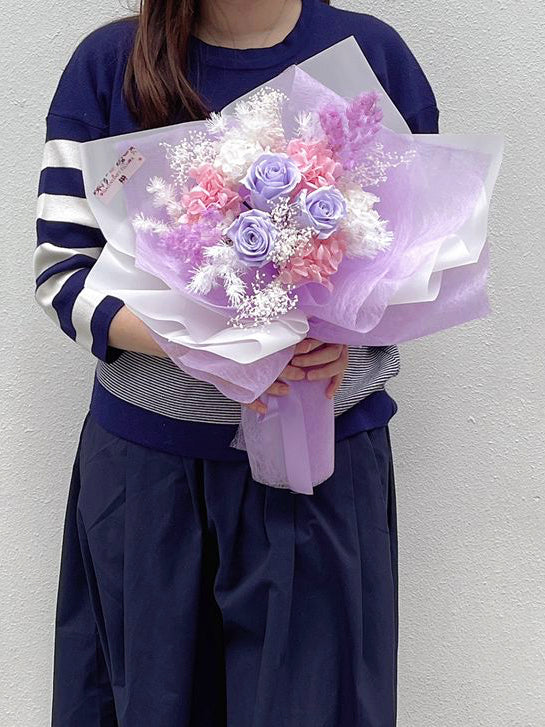 3 枝紫色保鮮玫瑰花束｜保鮮花 永生花 畢業花束 生日花束 情人節花束